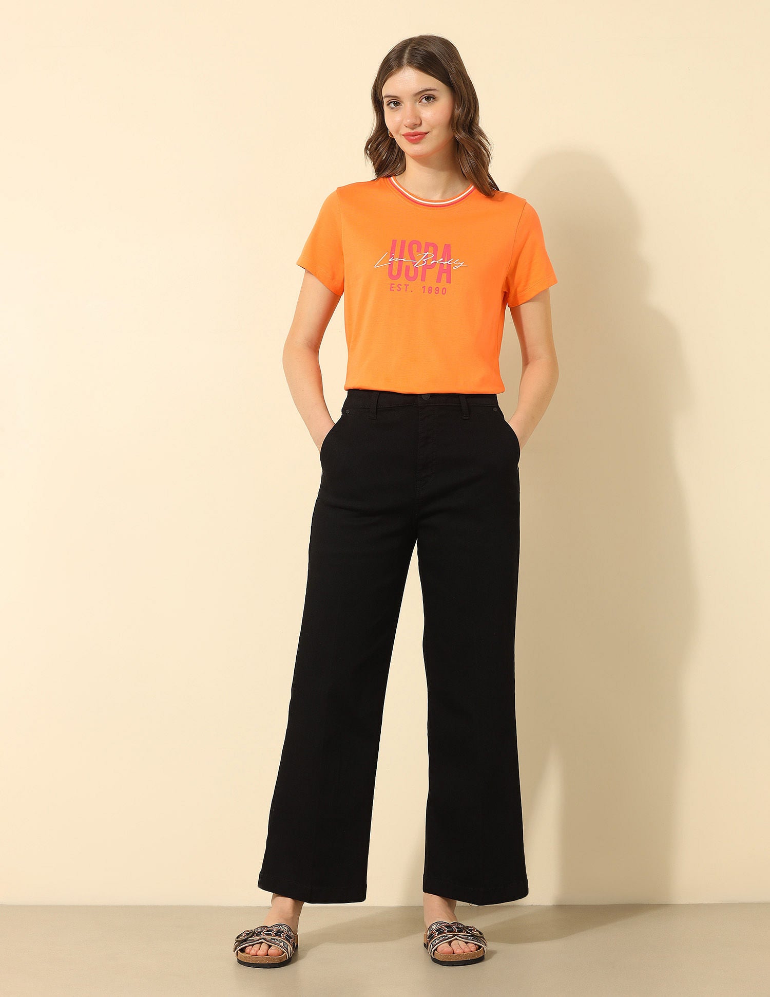 High Rise Wide Leg Jeans Black - U.S. POLO ASSN. | Large