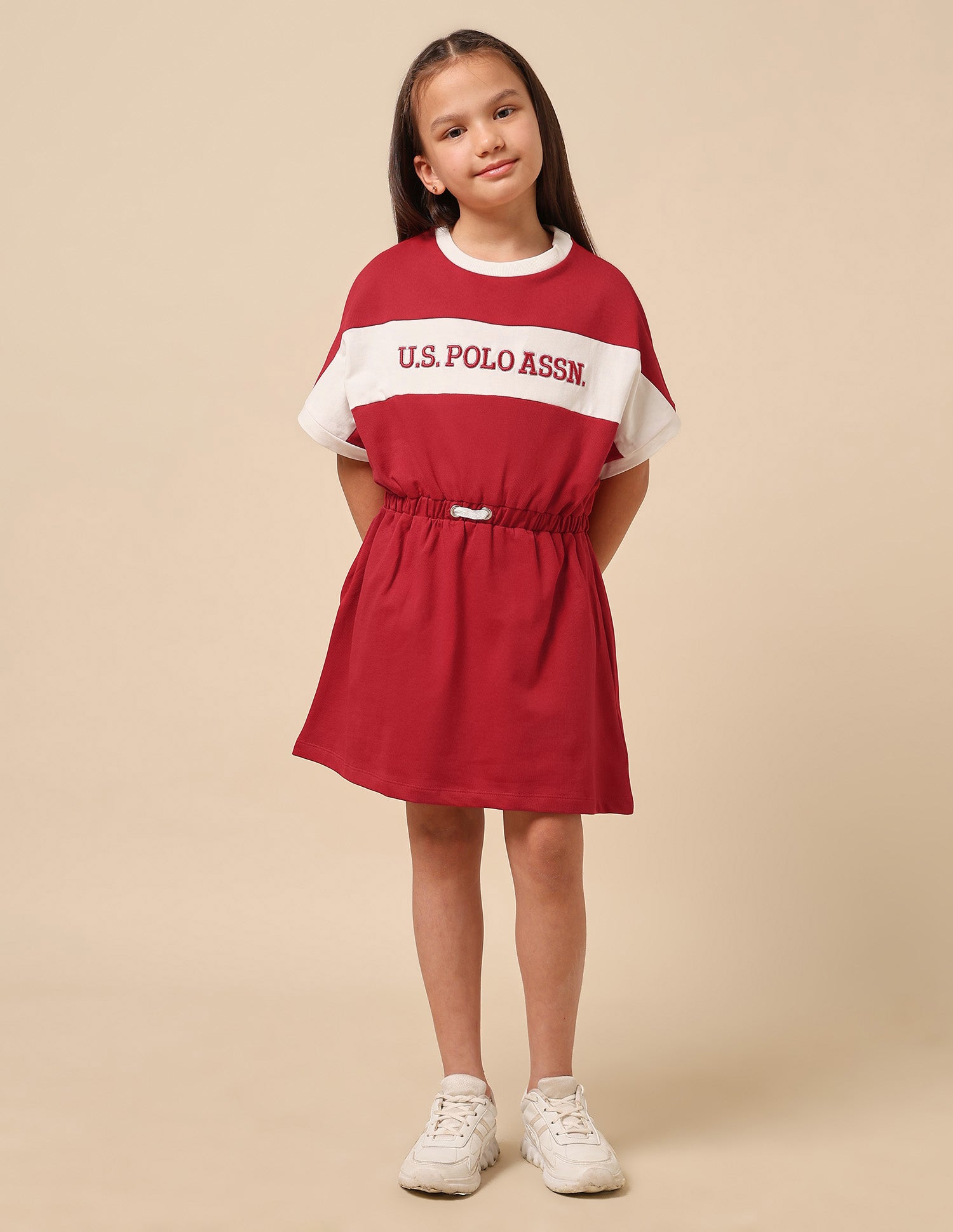 Girls Brand Embroidered A-Line Dress Red - U.S. POLO ASSN. | Large