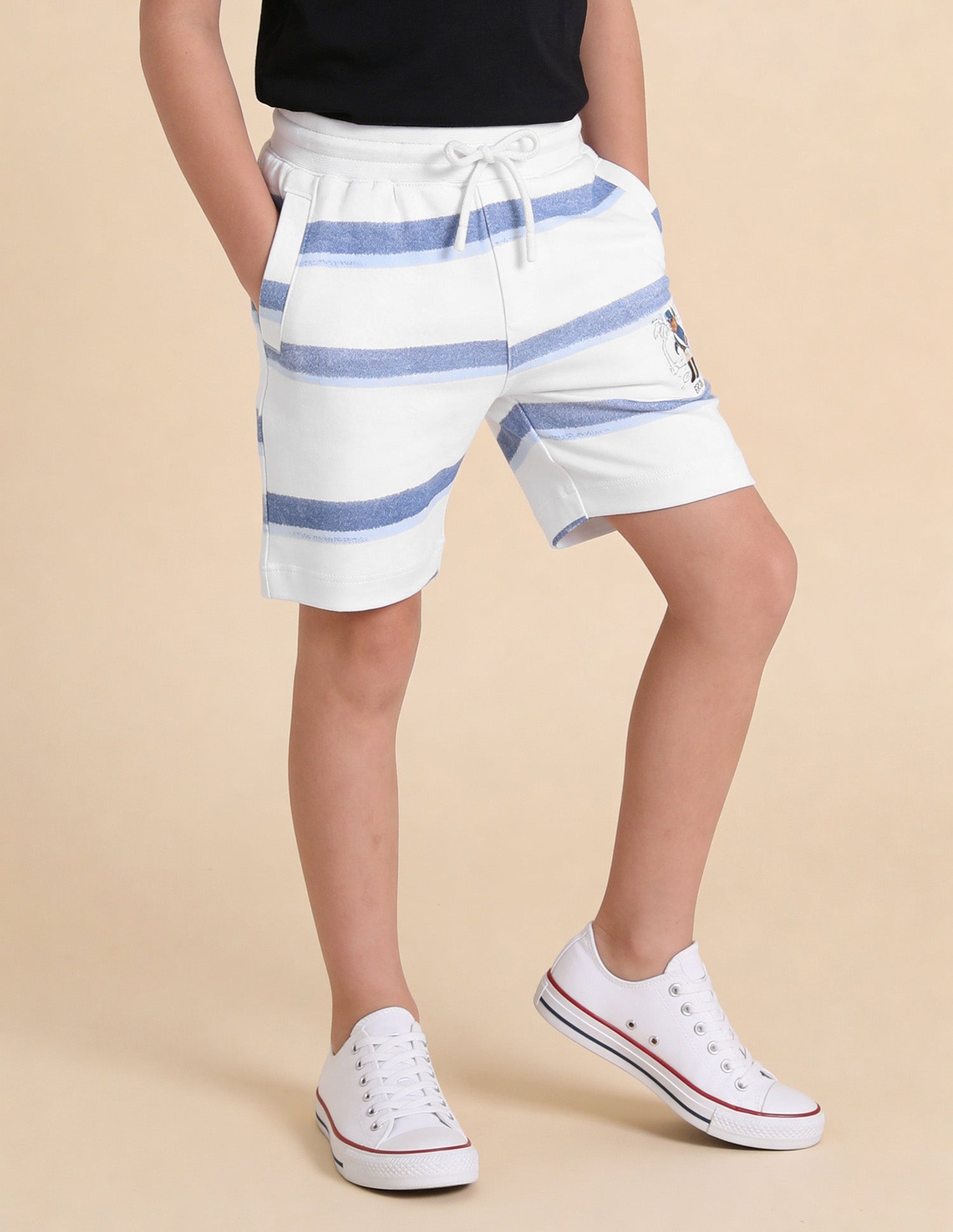 Horizontal Striped Regular Fit Shorts White - U.S. Polo Assn. India | Large