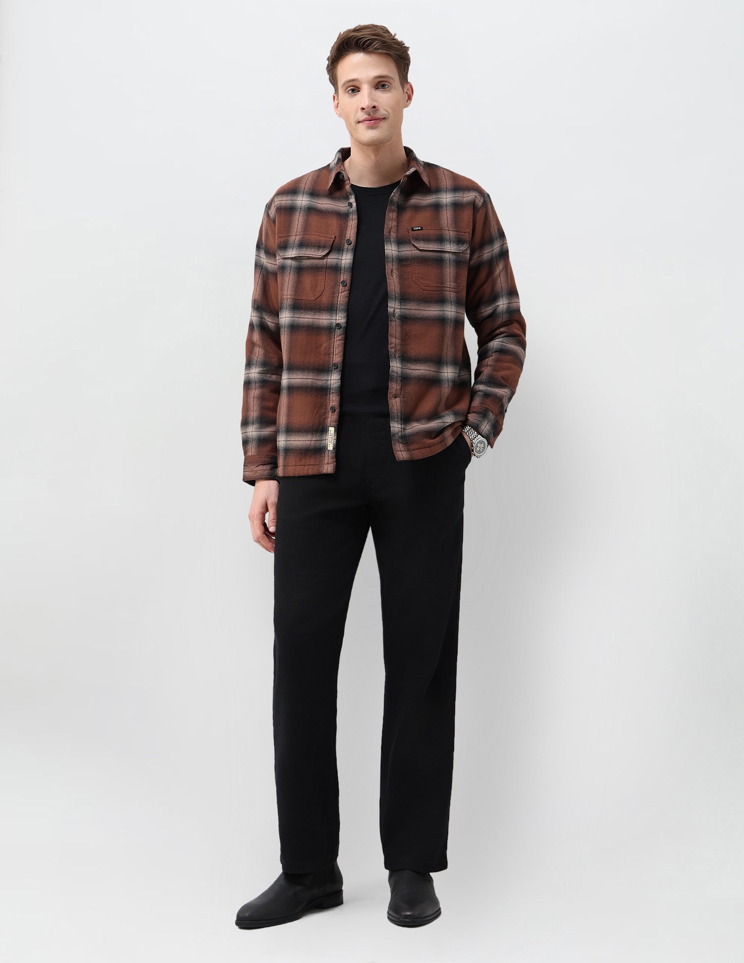 Tartan Checked Loose Fit Shirt Brown - U.S. Polo Assn. India | Large