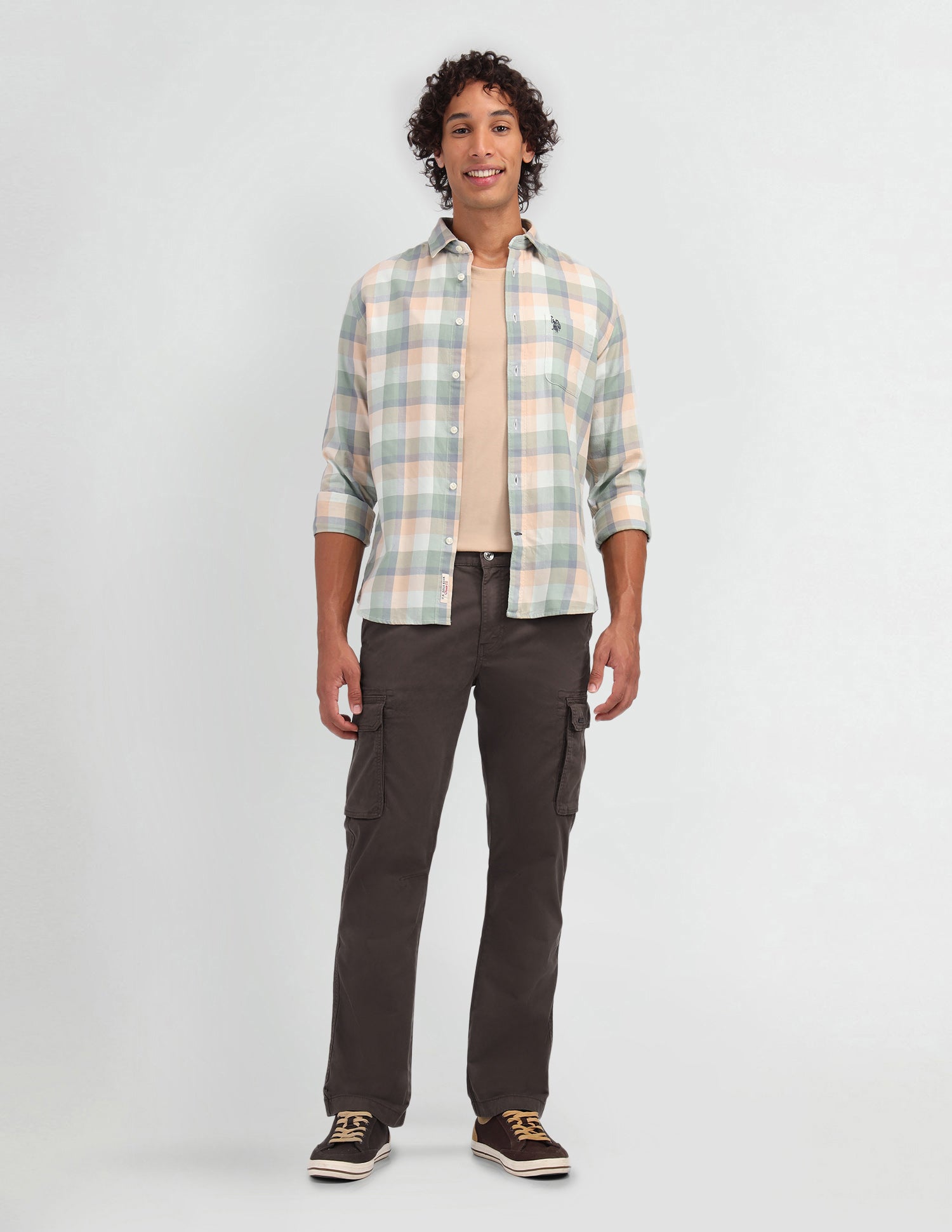 Solid Straight Fit Trousers Choco Brown - U.S. Polo Assn. India | Large