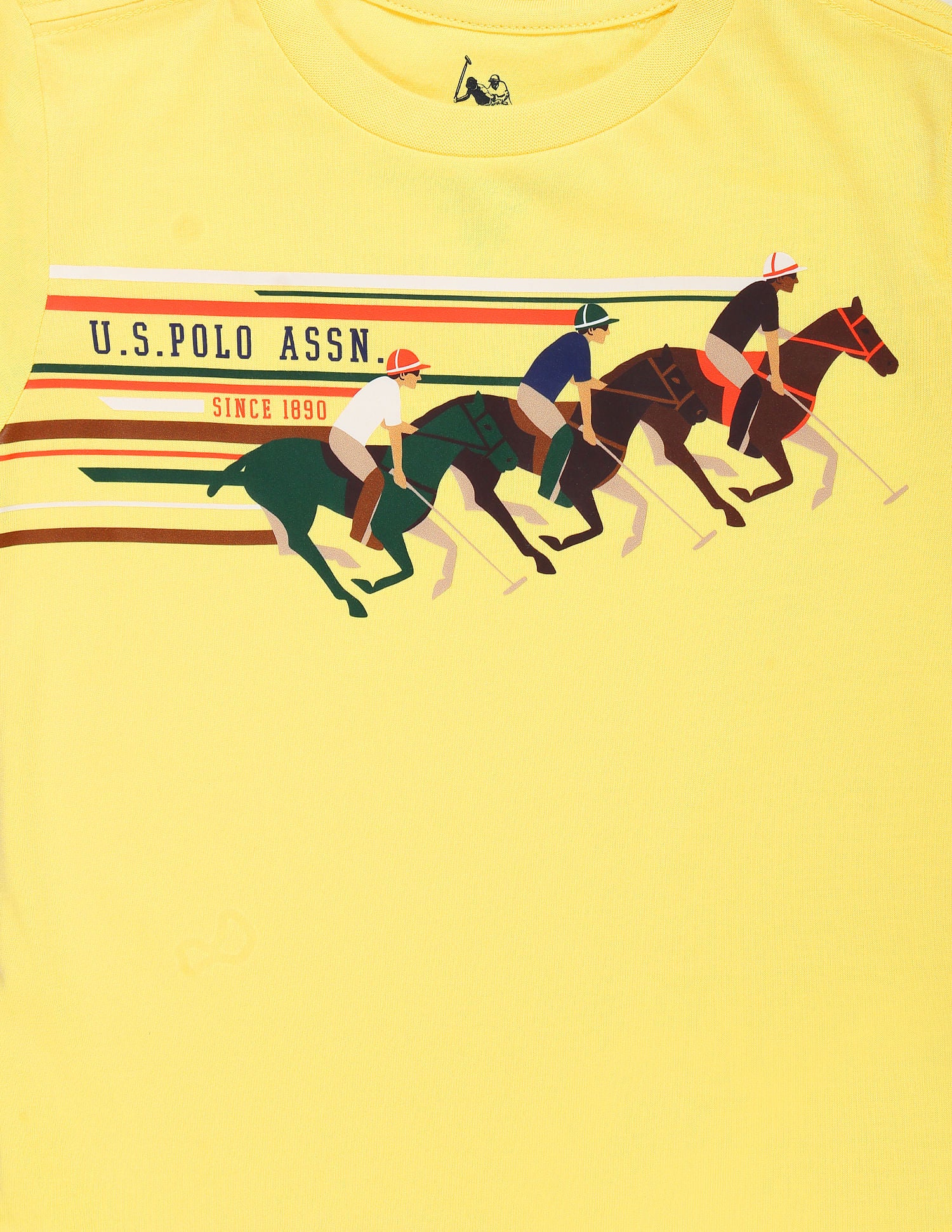 Boys Pure Cotton Graphic T-Shirt Yellow - U.S. Polo Assn. India | Large