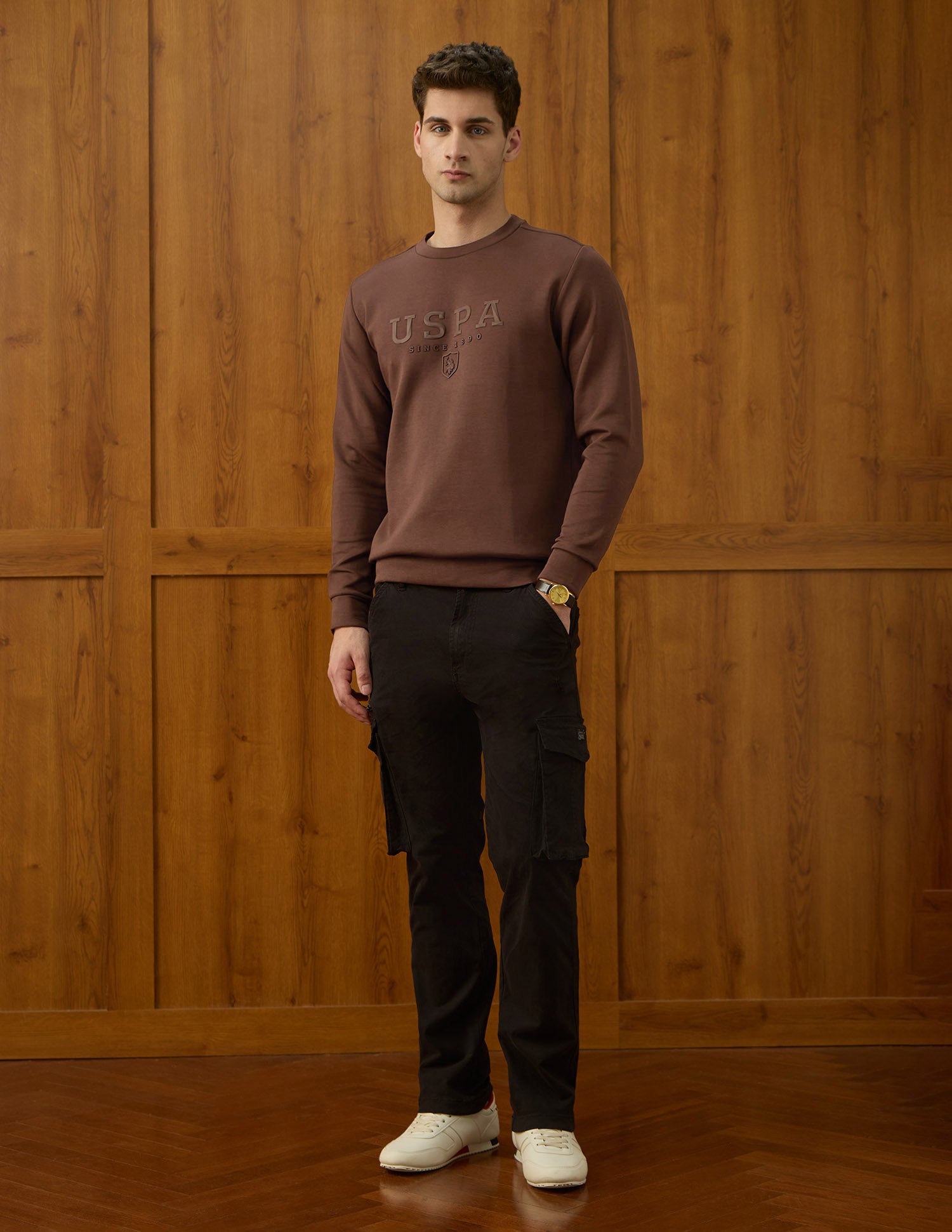 Brand Embossed Varsity Theatre Sweatshirt Dark Brown - U.S. POLO ASSN. | Large