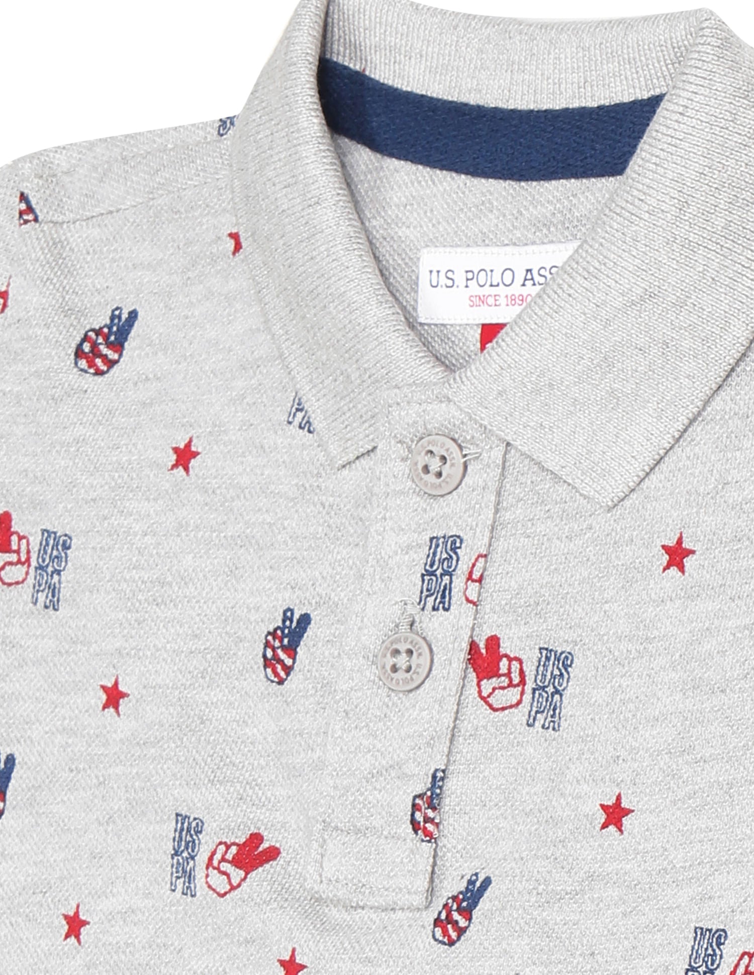 Pique Printed Polo Shirt Grey - U.S. POLO ASSN. | Large