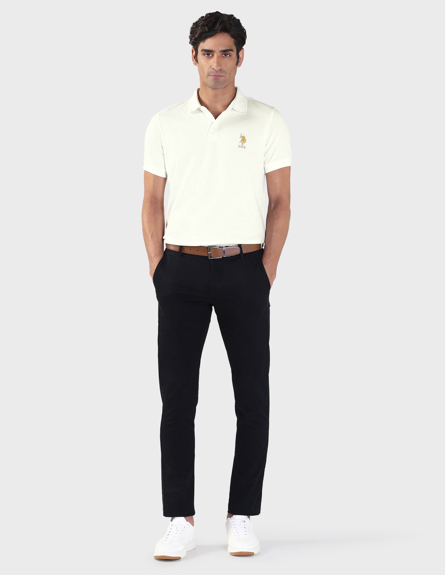 Liquid Cotton Slim Polo Shirt White - U.S. Polo Assn. India | Large