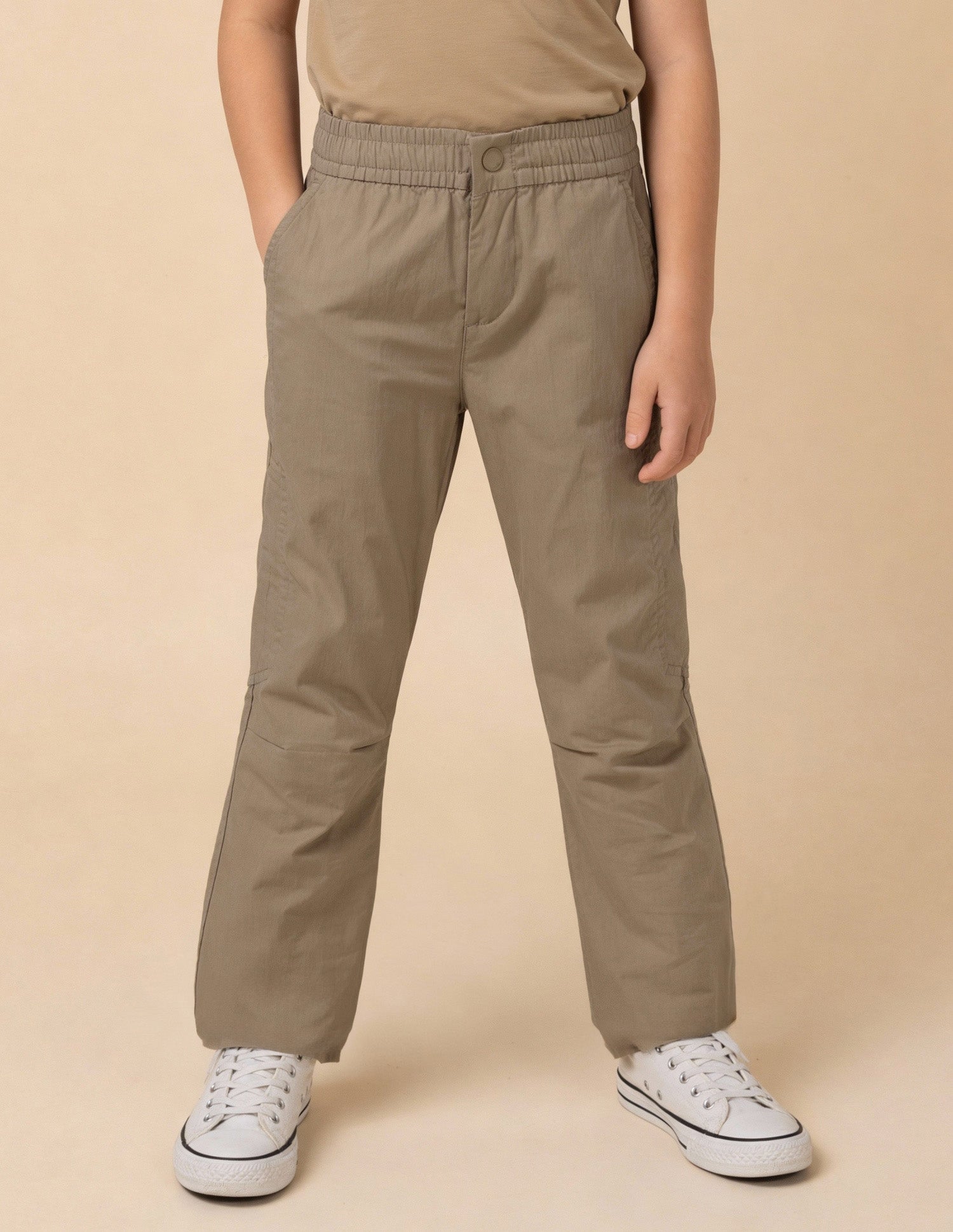 Boys Solid Relaxed Fit Trousers Khaki - U.S. Polo Assn. India | Large