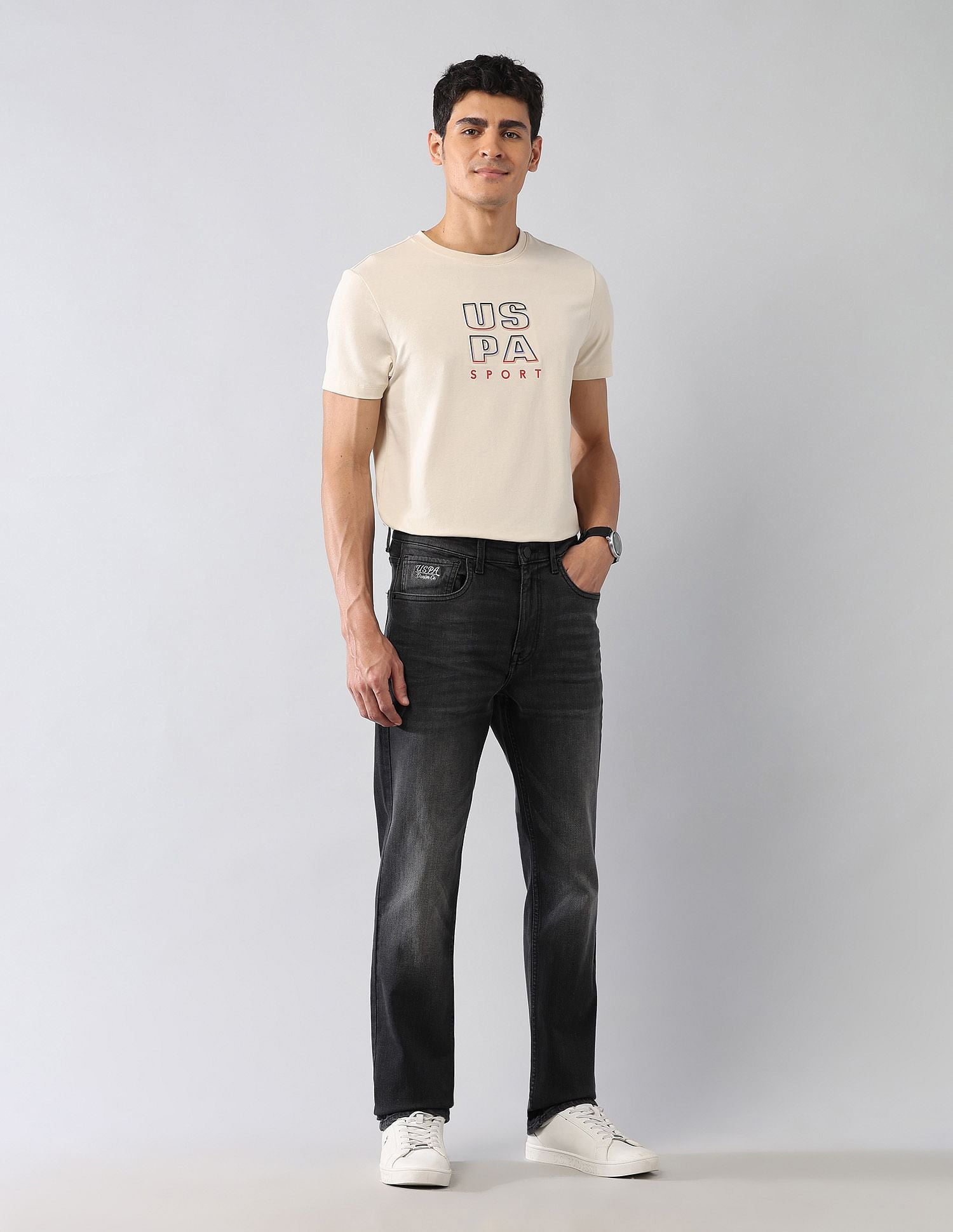 Harold Slim Straight Fit Black Jeans Black - U.S. Polo Assn. India | Large
