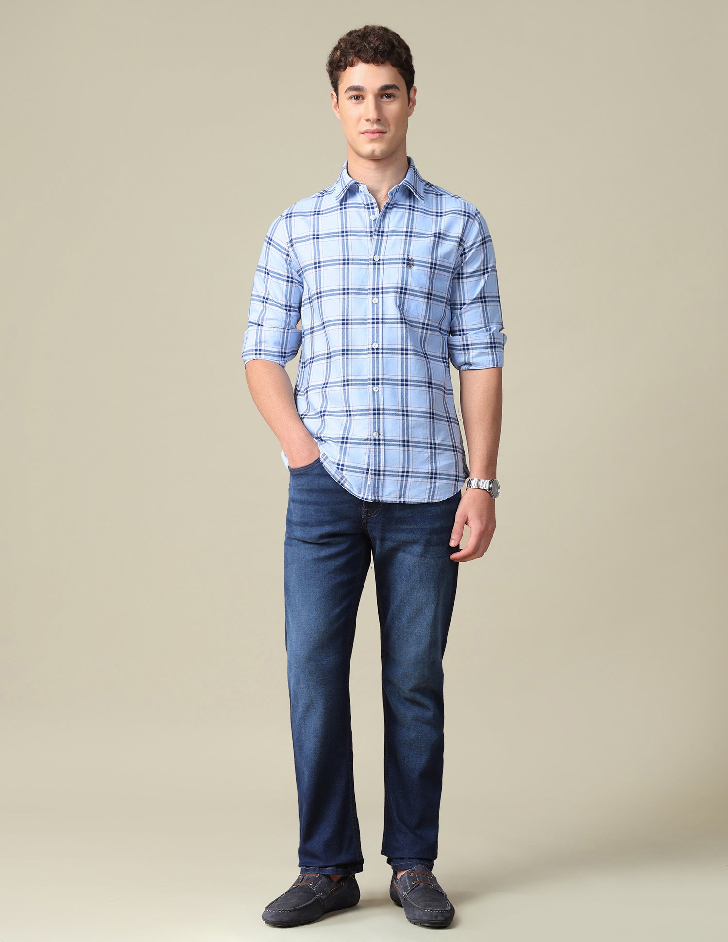 Tartan Checked Oxford Shirt Blue - U.S. Polo Assn. India | Large