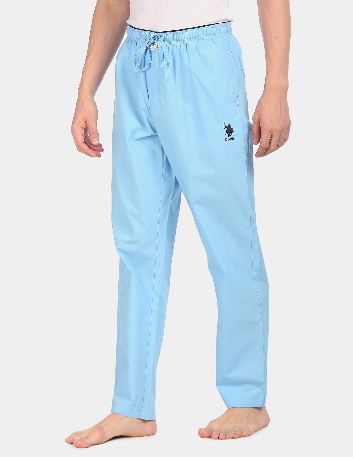 Comfort Fit Solid Cotton I690 Lounge Pants - Pack Of 1 Light Blue - U.S. POLO ASSN. | Large