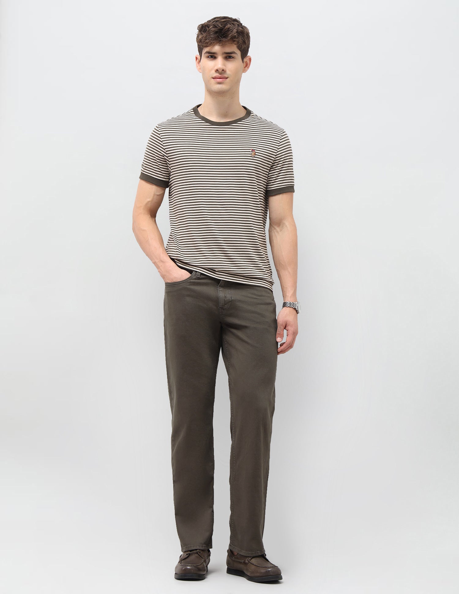 Shawn Relaxed Fit Green Jeans Olive - U.S. Polo Assn. India | Large