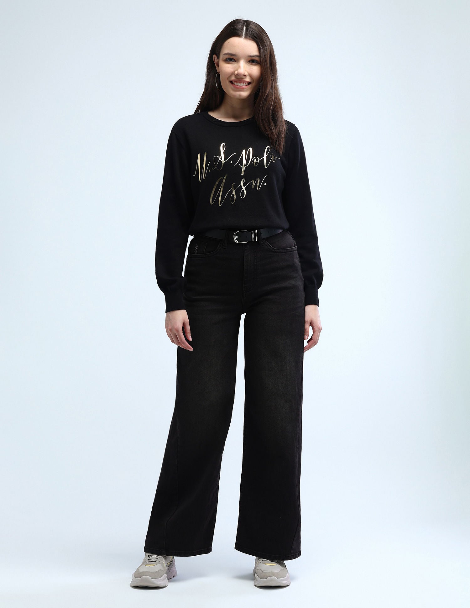 High Rise Stretchable Baggy Jeans Dark Grey - U.S. POLO ASSN. | Large