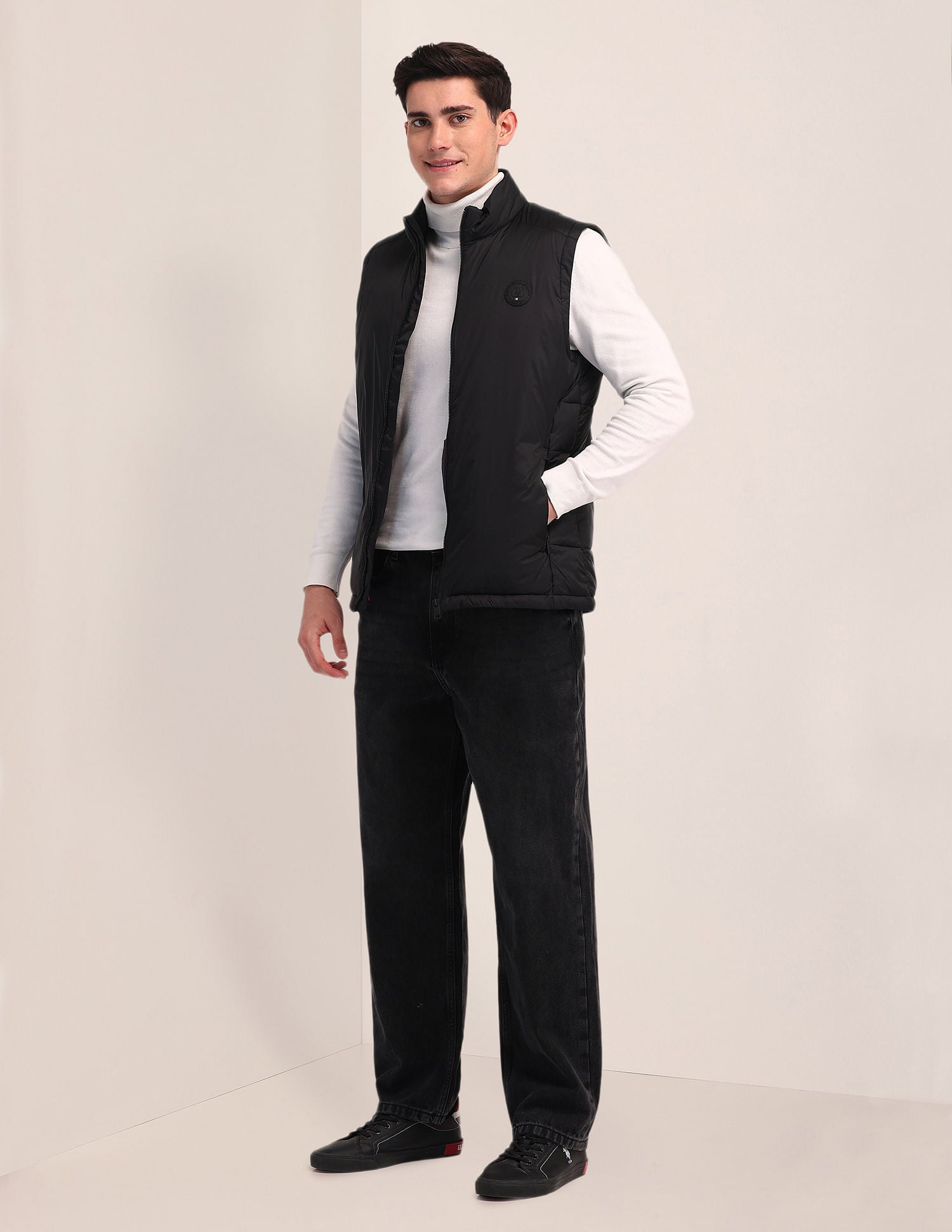 High Neck Padded Jacket Black - U.S. POLO ASSN. | Large