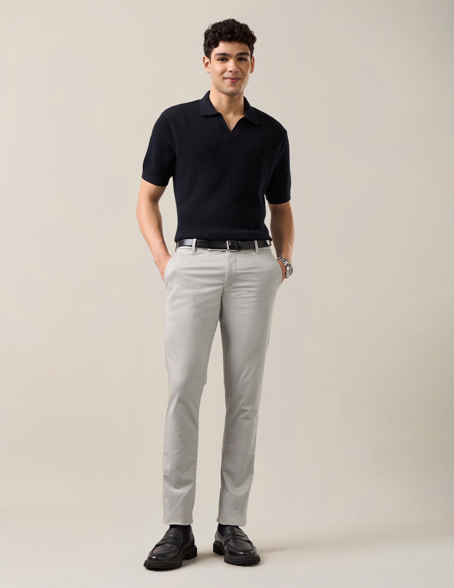 Austin Slim Fit Satin Trousers Grey - U.S. Polo Assn. India | Large