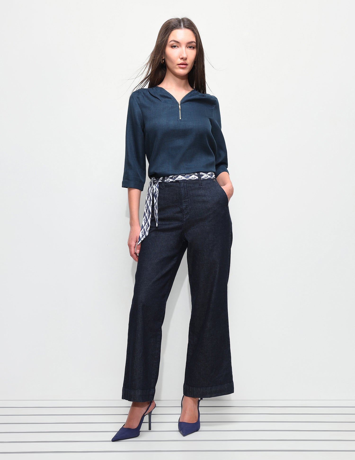 Solid Regular Fit Zipper Top Navy - U.S. Polo Assn. India | Large