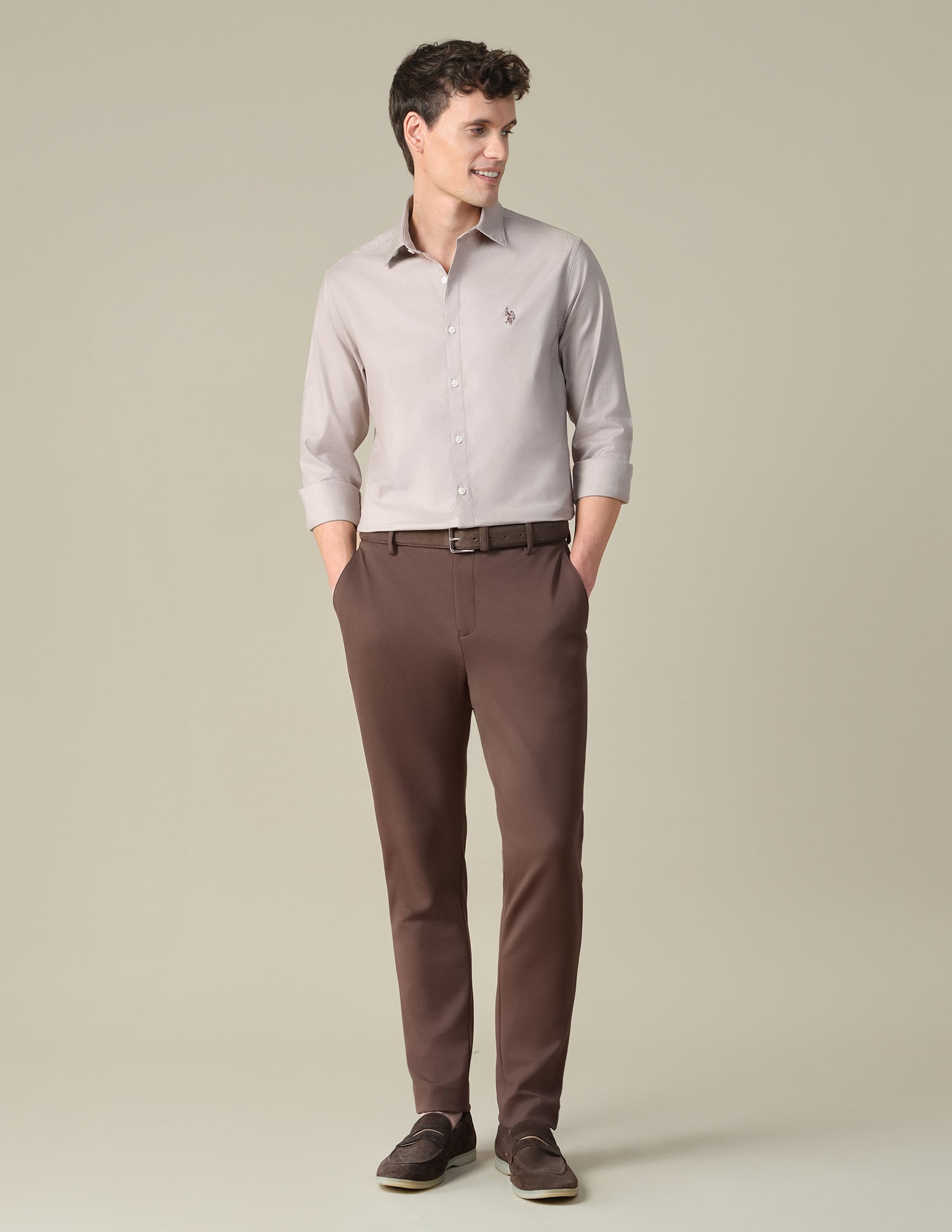 Dobby Tailored Fit Shirt White - U.S. Polo Assn. India | Large