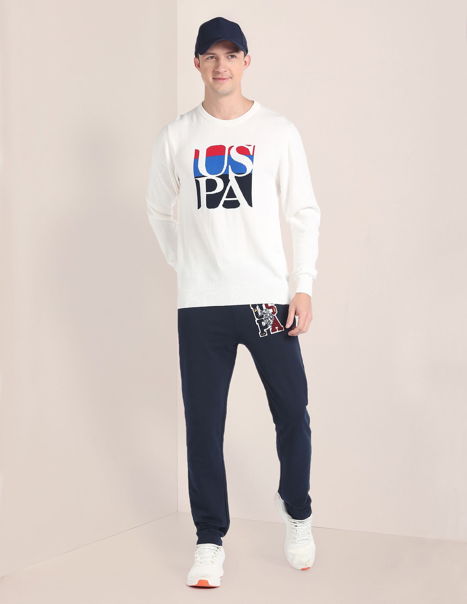 Knit Logo Cotton Sweater Off-White - U.S. POLO ASSN. | Large