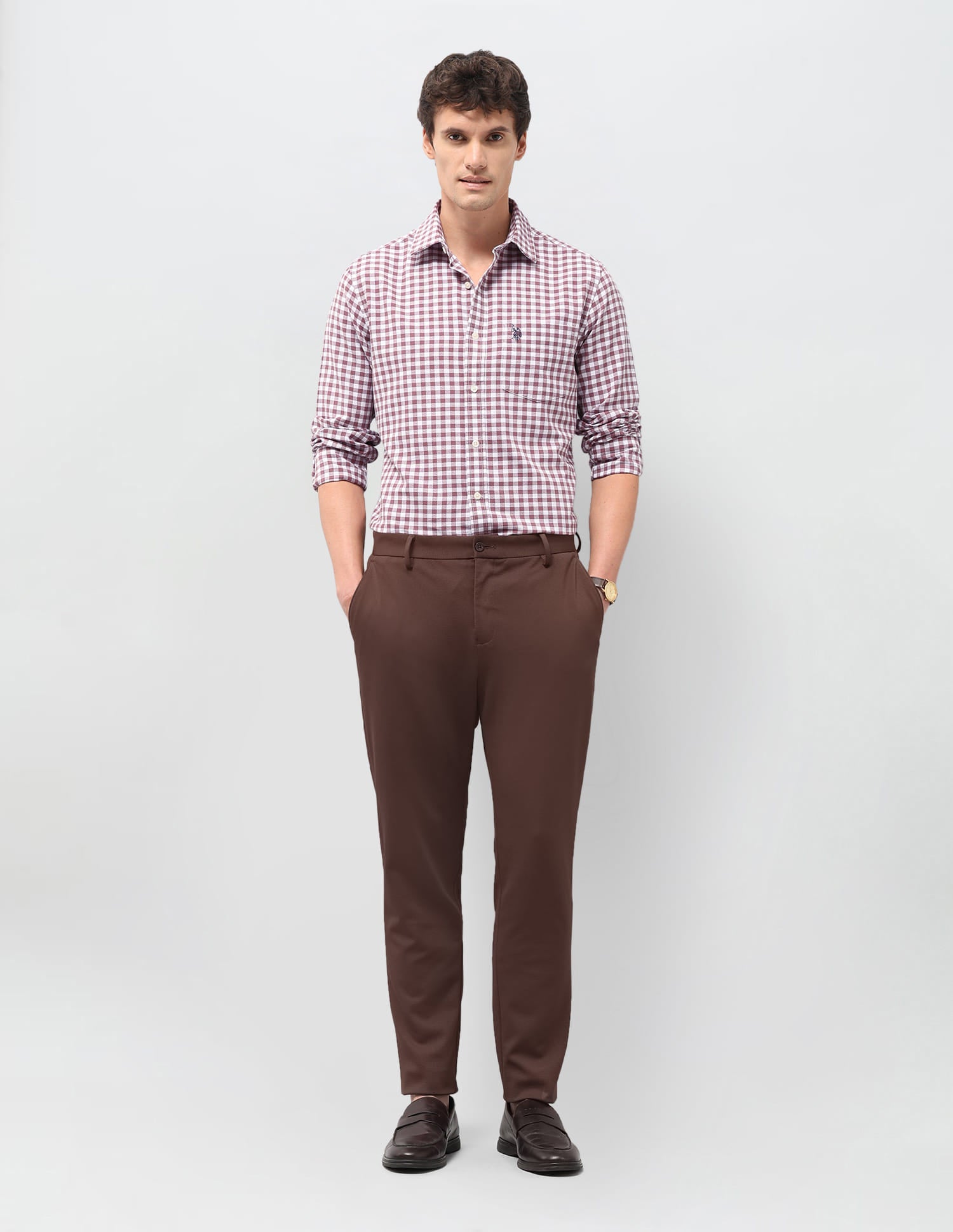 Gingham Checks Tailored Fit Shirt Pink - U.S. Polo Assn. India | Large
