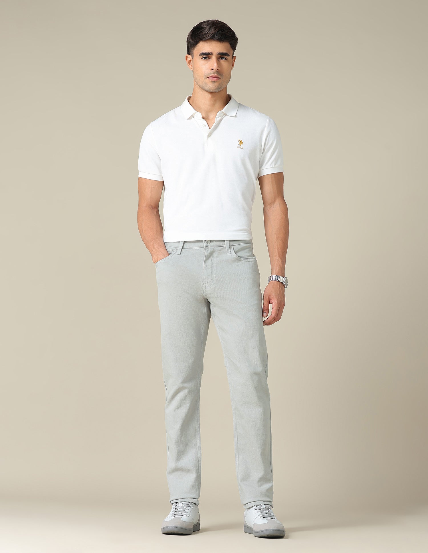 Brandon Slim Tapered Fit Grey Jeans Grey - U.S. POLO ASSN. | Large