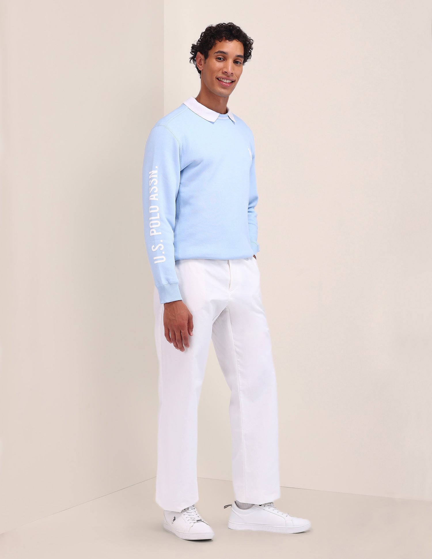 Brand Embroidered Regular Fit Sweatshirt Light Blue - U.S. Polo Assn. India | Large