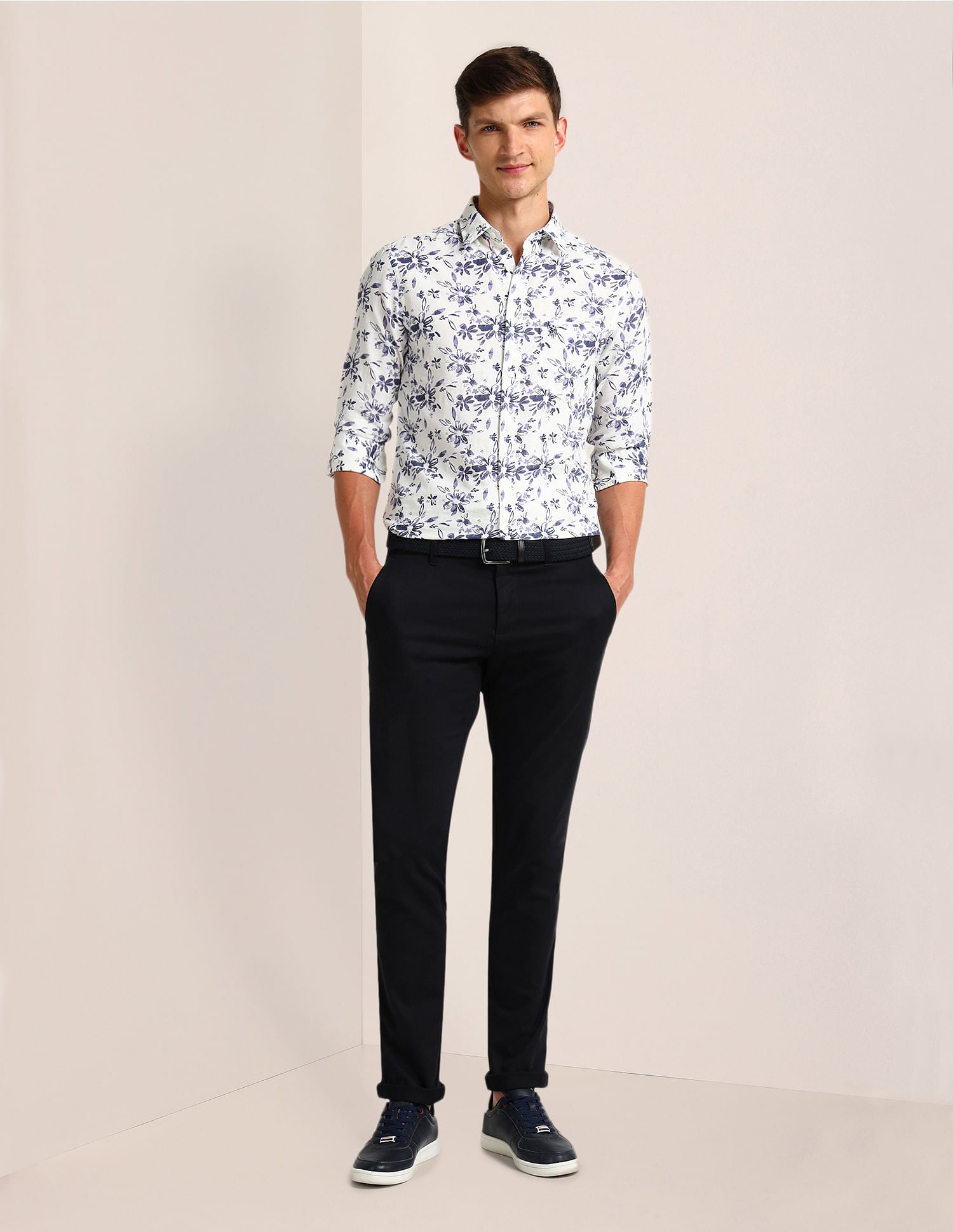 Tailored Fit Floral Shirt Off-White - U.S. Polo Assn. India | Large