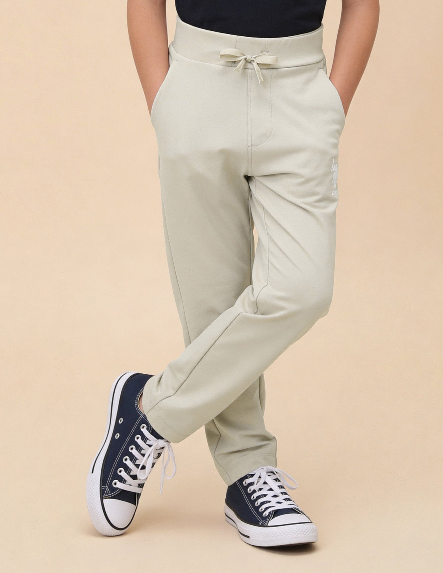 Regular Fit Solid Track Pants Beige - U.S. Polo Assn. India | Large