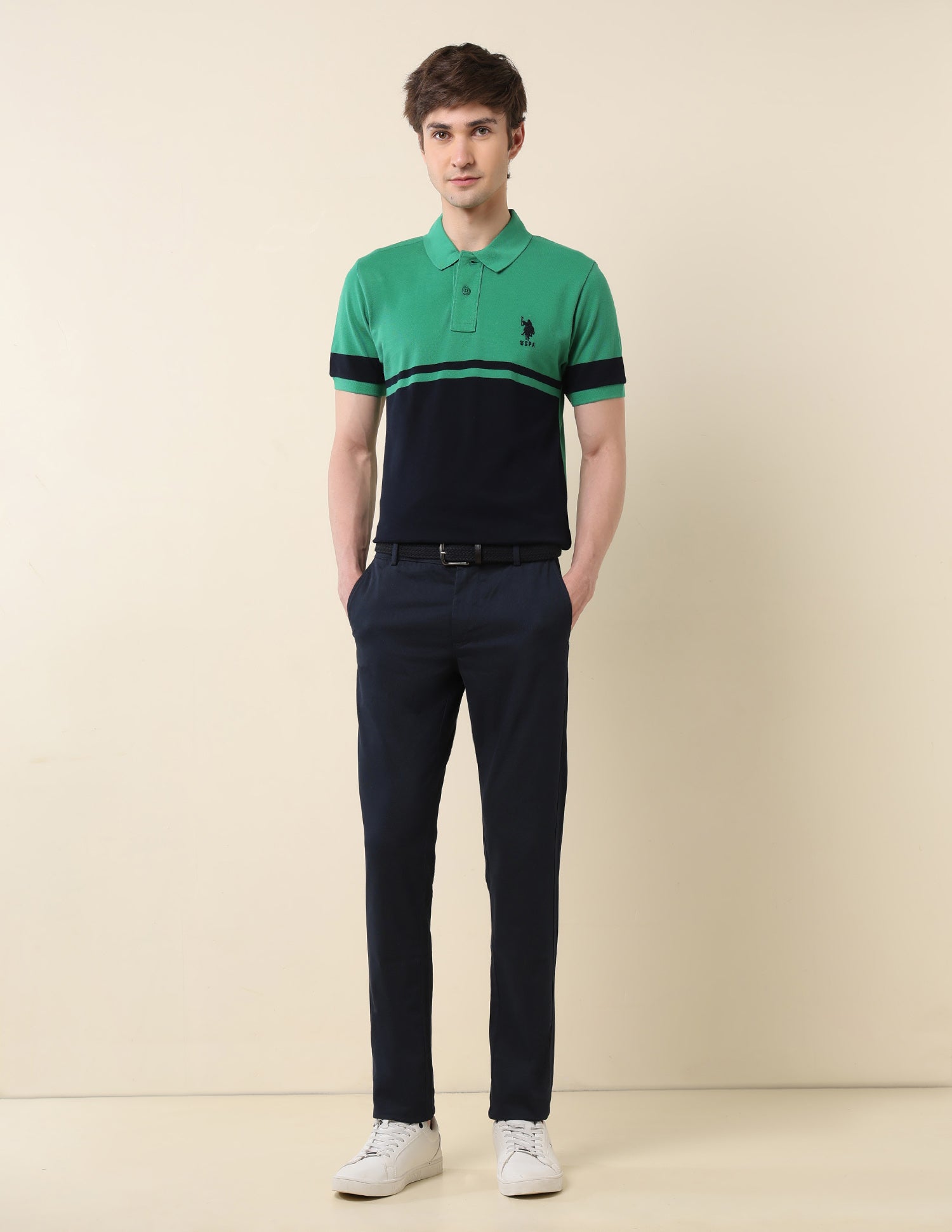 Colourblocked Classic Polo Shirt Green - U.S. POLO ASSN. | Large