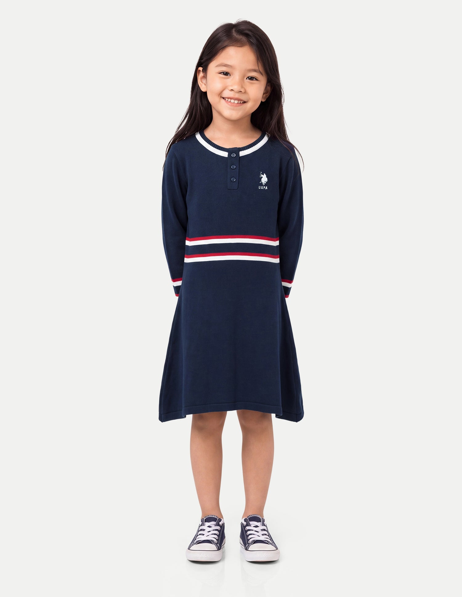 Solid Relaxed Fit A-Line Dress Navy - U.S. Polo Assn. India | Large