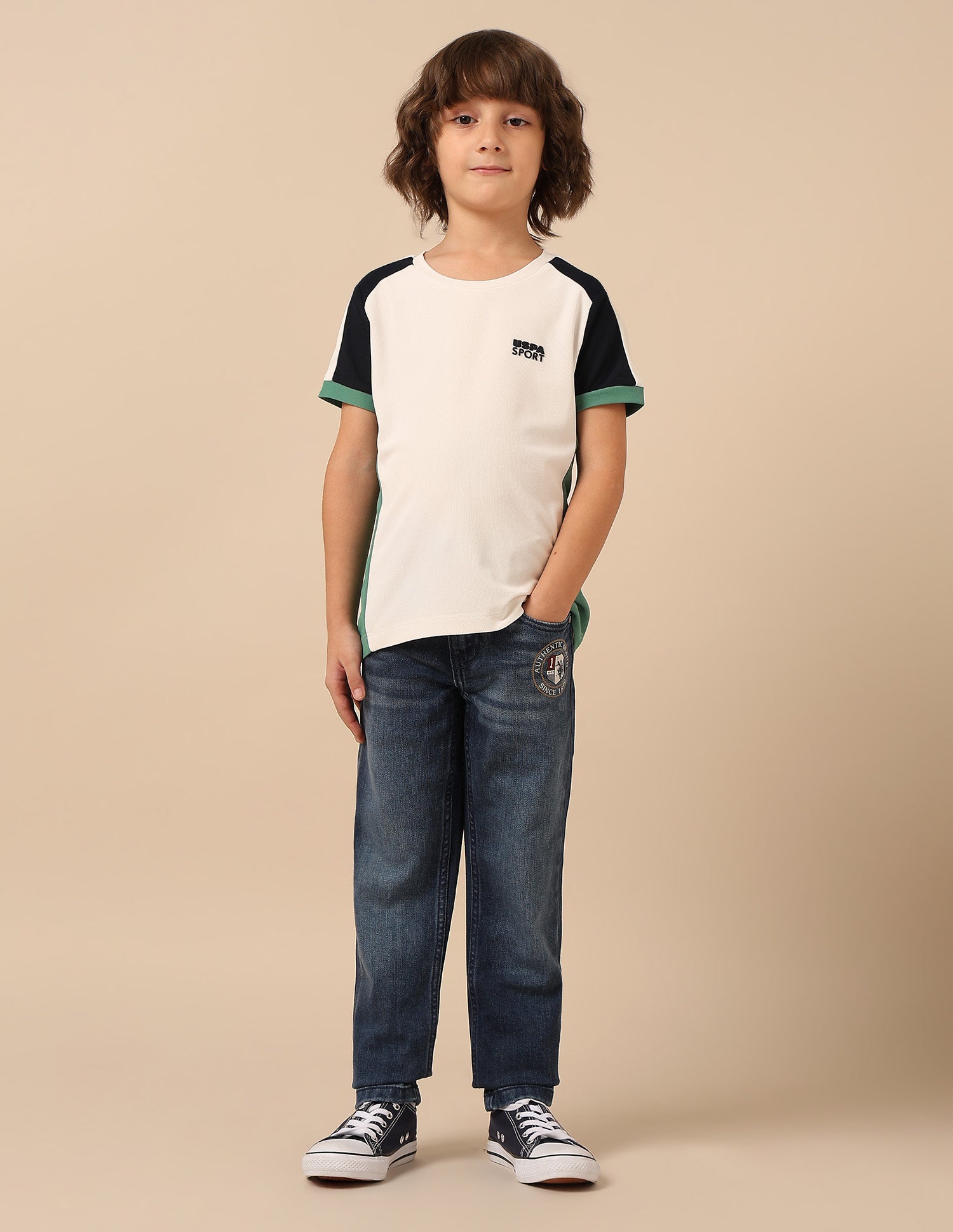 Boys Colourblocked Regular Fit T-Shirt Off White - U.S. POLO ASSN. | Large