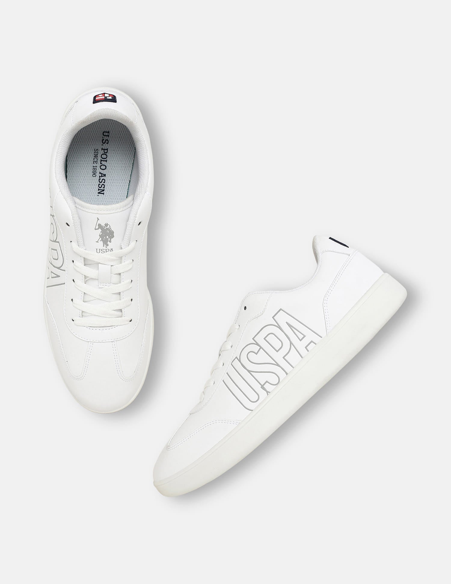 Men Brand Printed Lucid Sneakers White - U.S. Polo Assn. India | Large