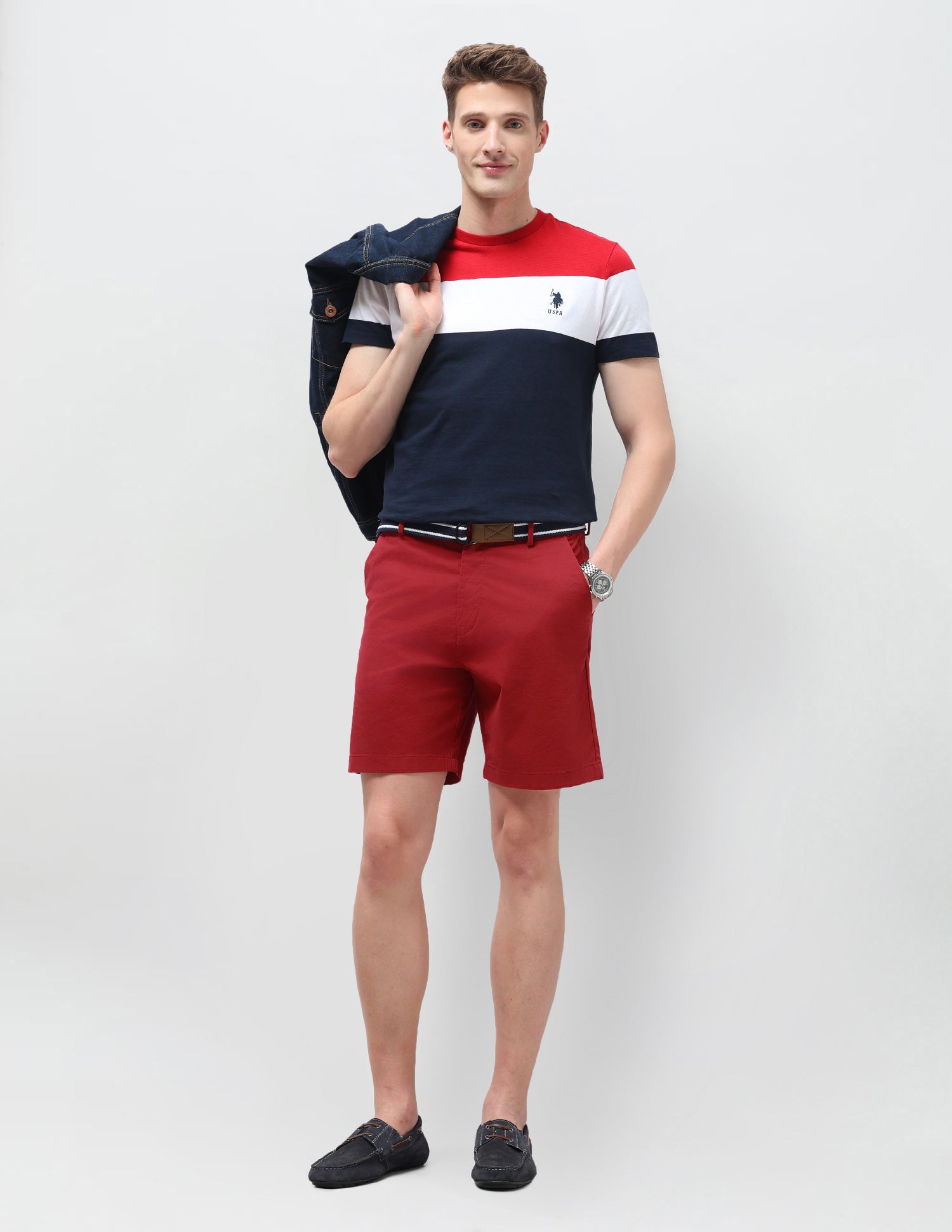 Slim Fit Twill Shorts Red - U.S. Polo Assn. India | Large
