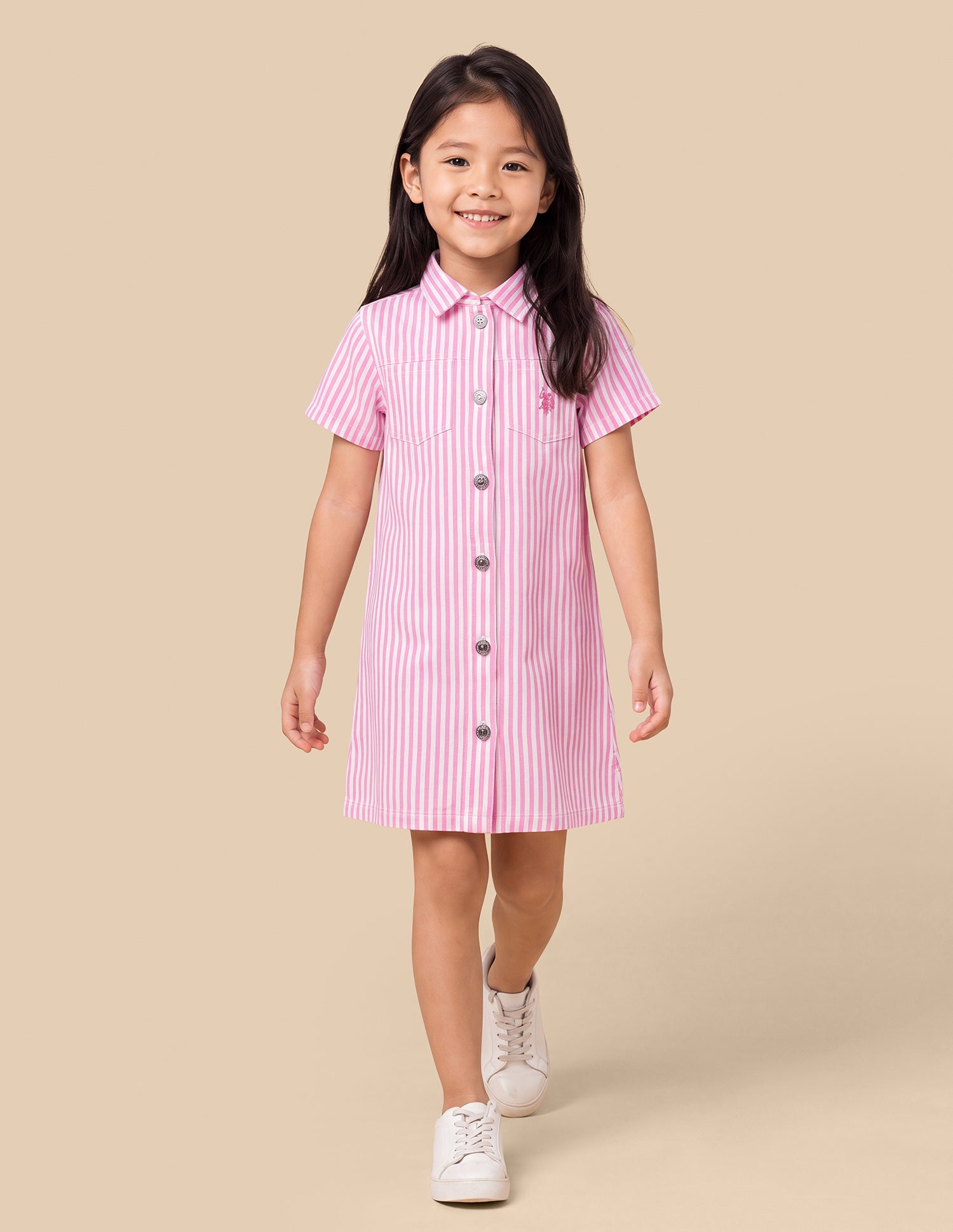 Vertical Striped Shirt Dress Light Pink - U.S. Polo Assn. India | Large