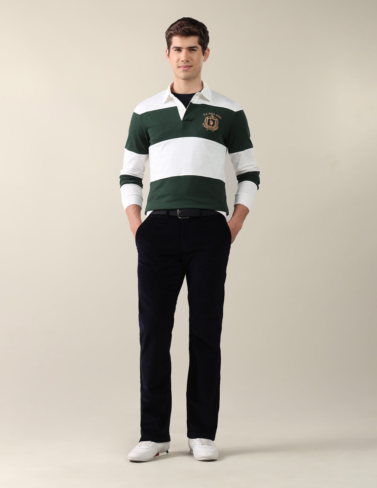 Colourblocked Slim Fit Polo Shirt Green - U.S. Polo Assn. India | Large
