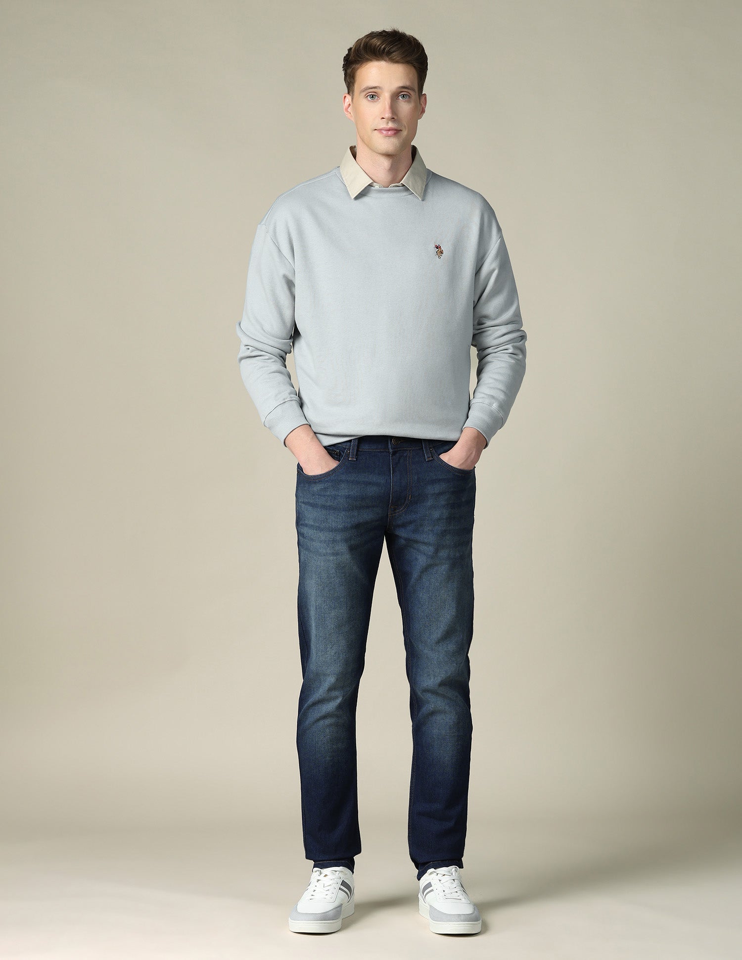 Solid Relaxed Fit Sweatshirt Light Grey - U.S. POLO ASSN. | Large