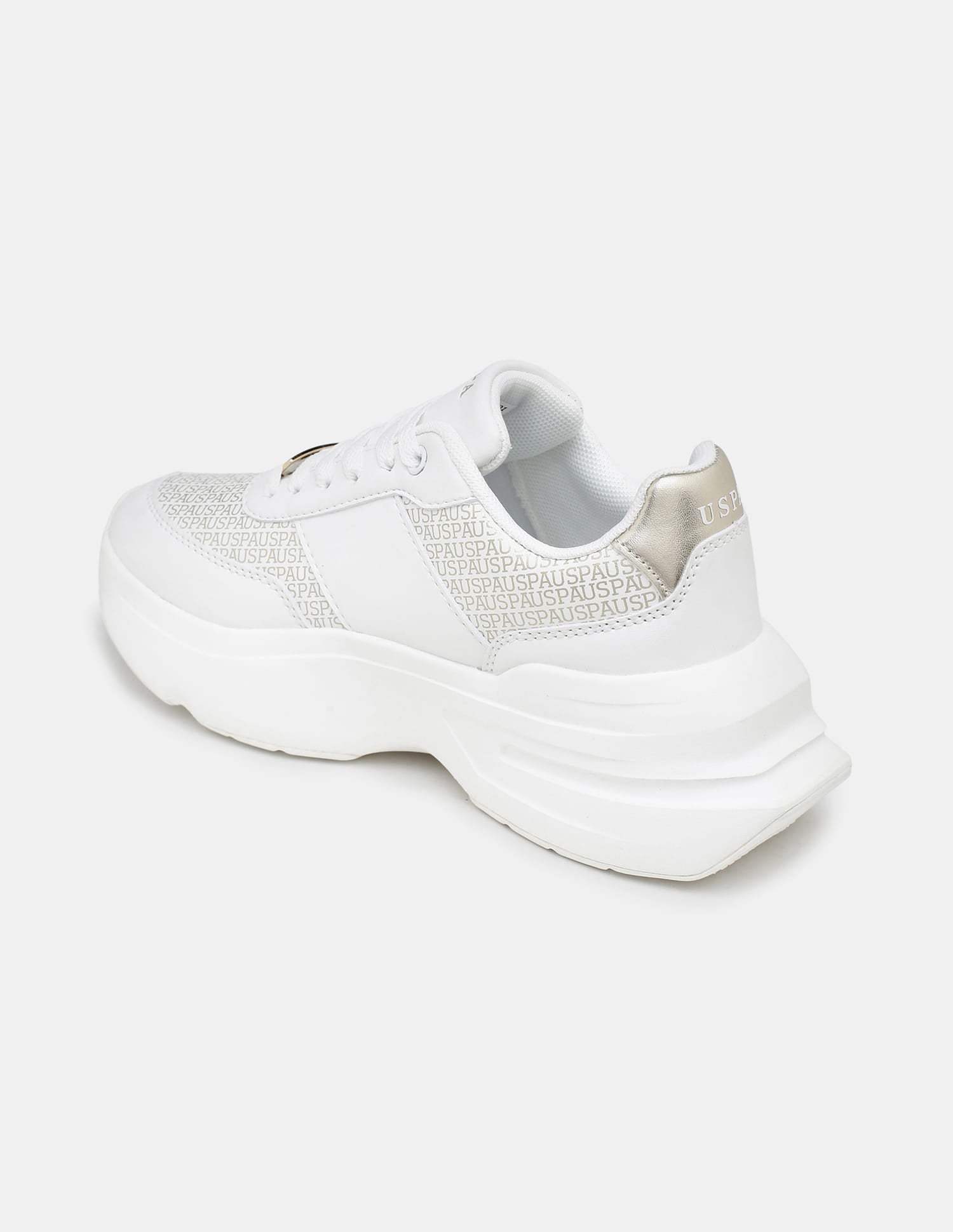 Women Thea Metallic Brand Printed Sneakers Off White - U.S. Polo Assn. India | Large