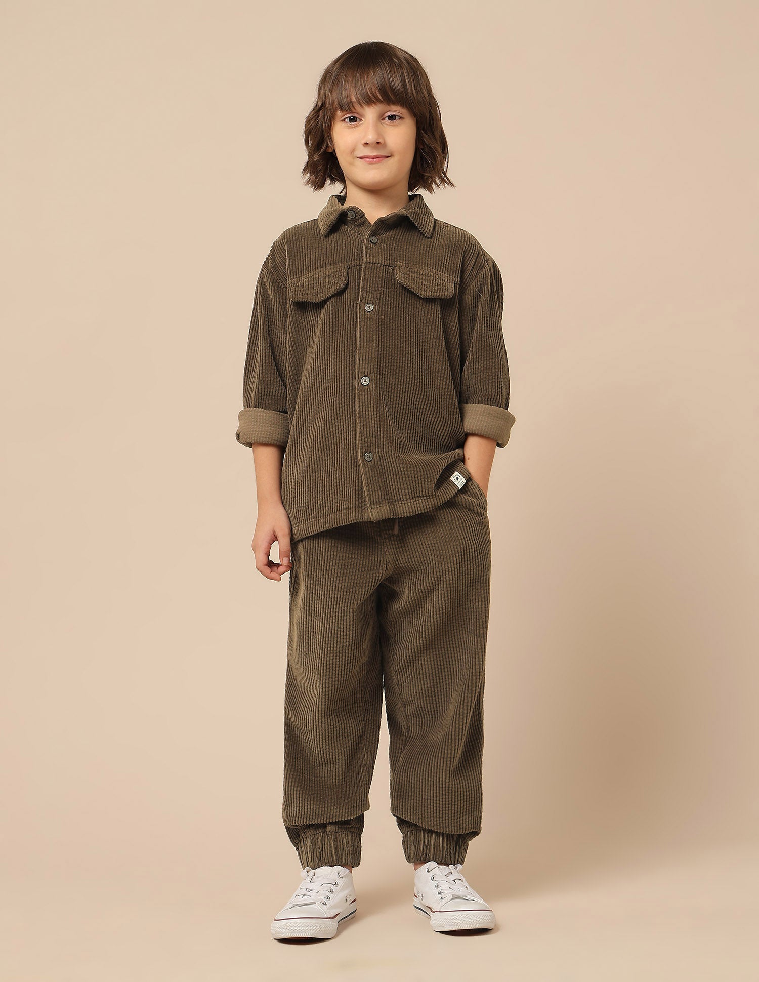 Boys Corduroy Regular Fit Shacket Brown - U.S. POLO ASSN. | Large