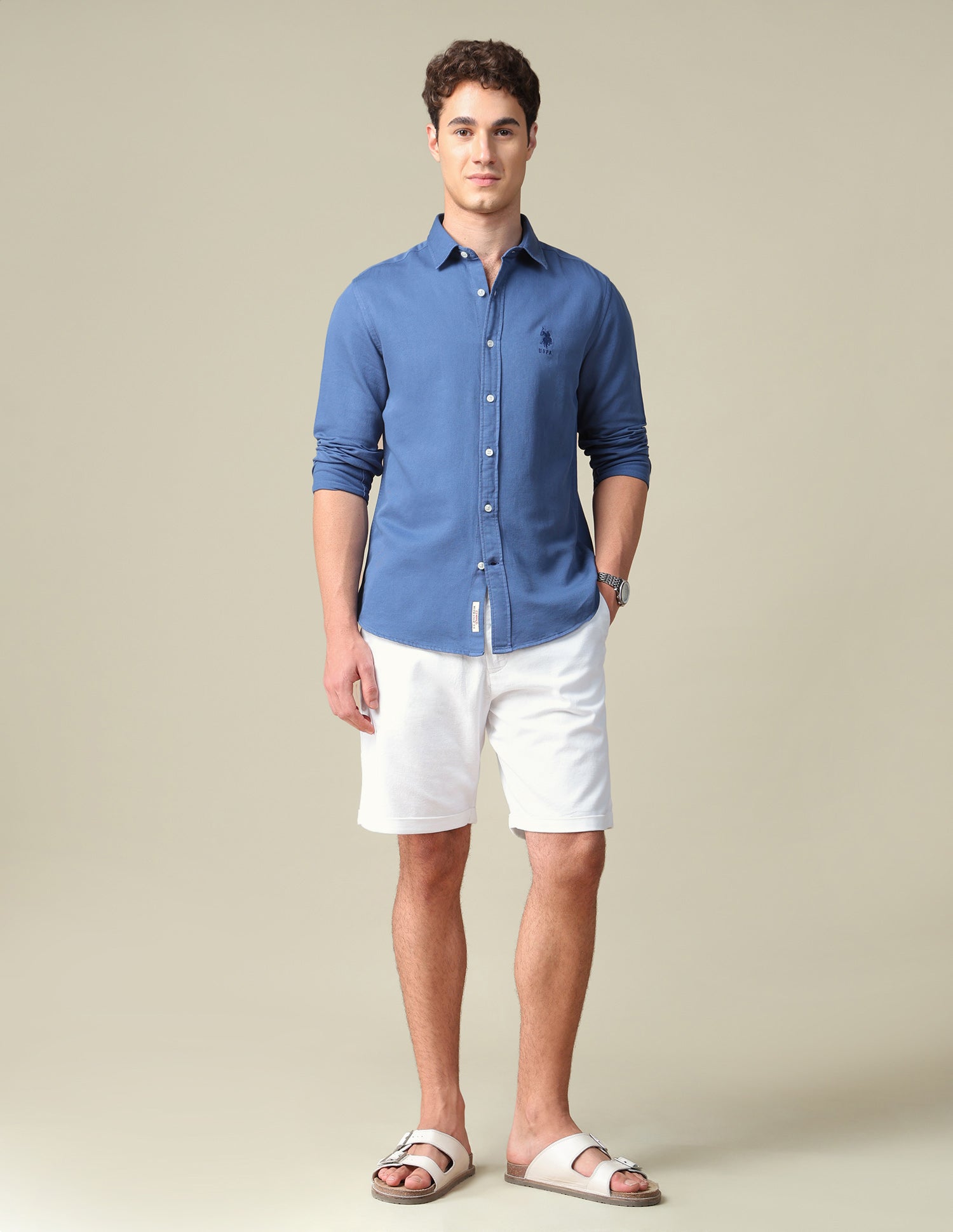 Mid Rise Slim Fit Shorts White - U.S. Polo Assn. India | Large
