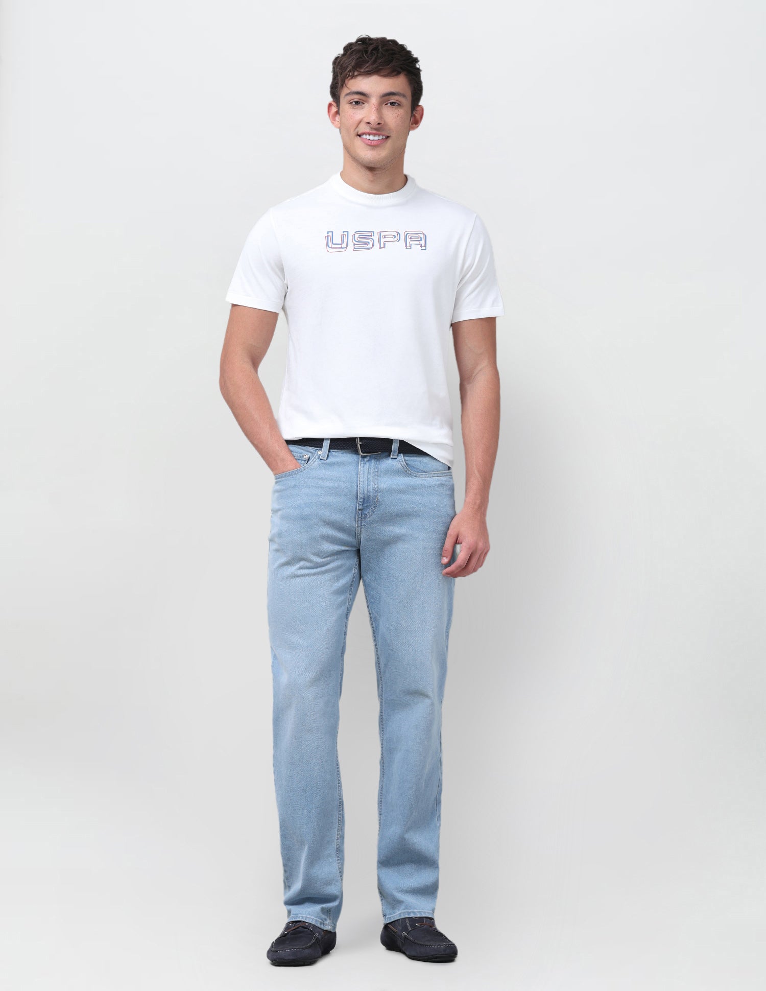 Typographic Brand Printed Regular Fit T-Shirt Ivory - U.S. Polo Assn. India | Large