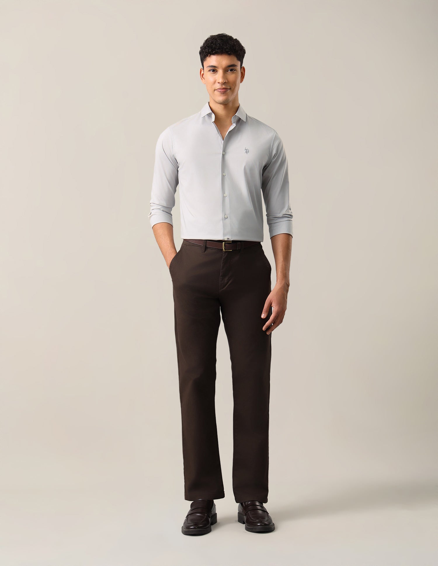 Solid Tailored Fit Shirt Grey - U.S. Polo Assn. India | Large