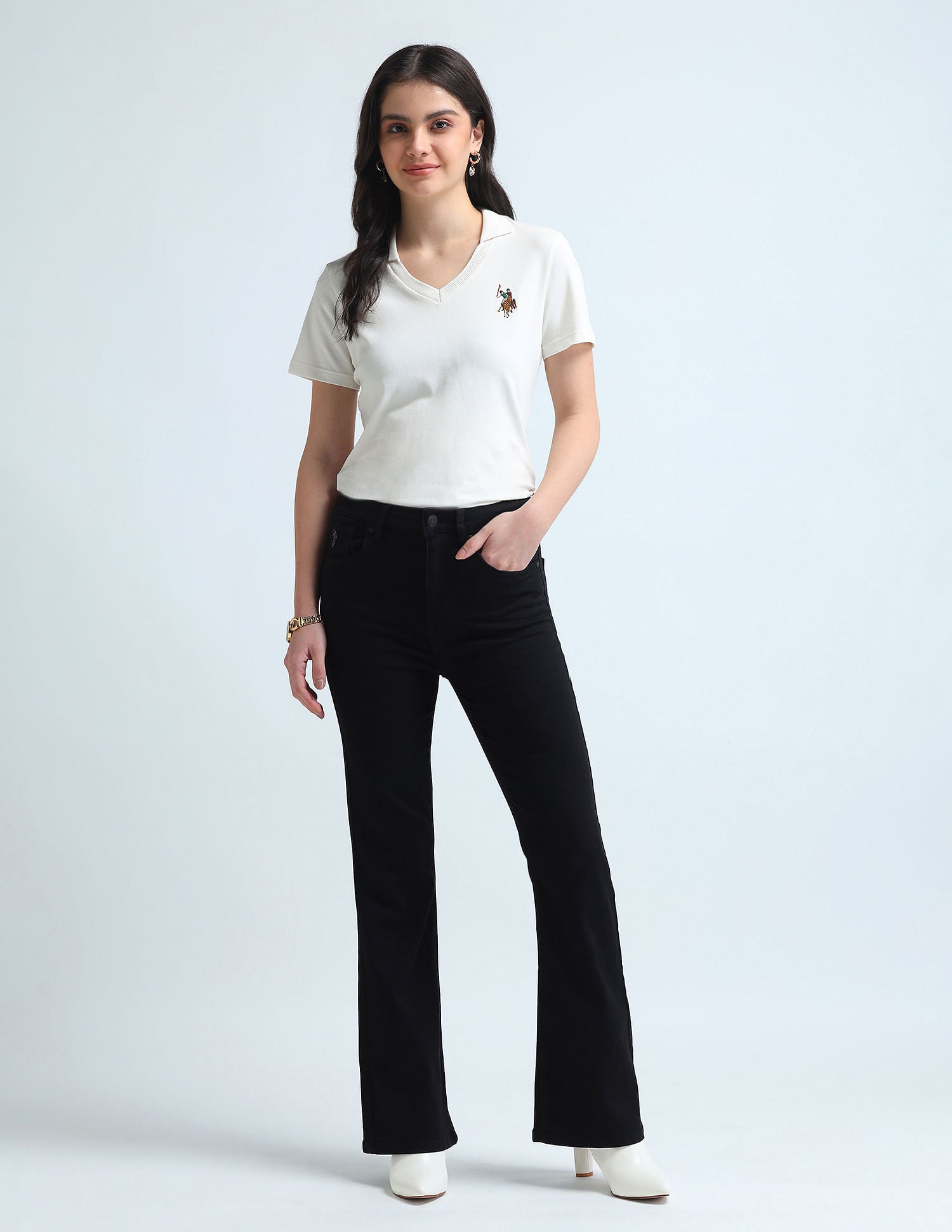 Flared Fit Black Jeans Black - U.S. Polo Assn. India | Large
