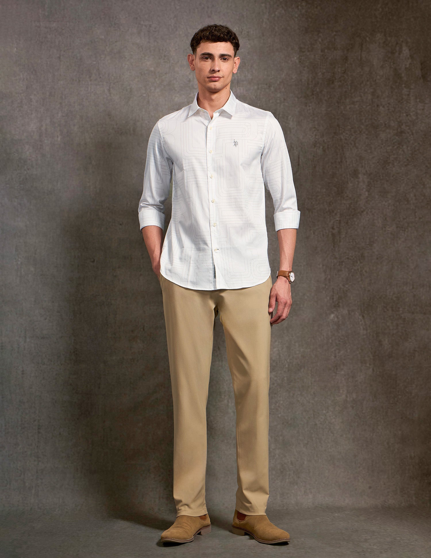 Brand Printed Black & Gold Shirt White - U.S. POLO ASSN. | Large