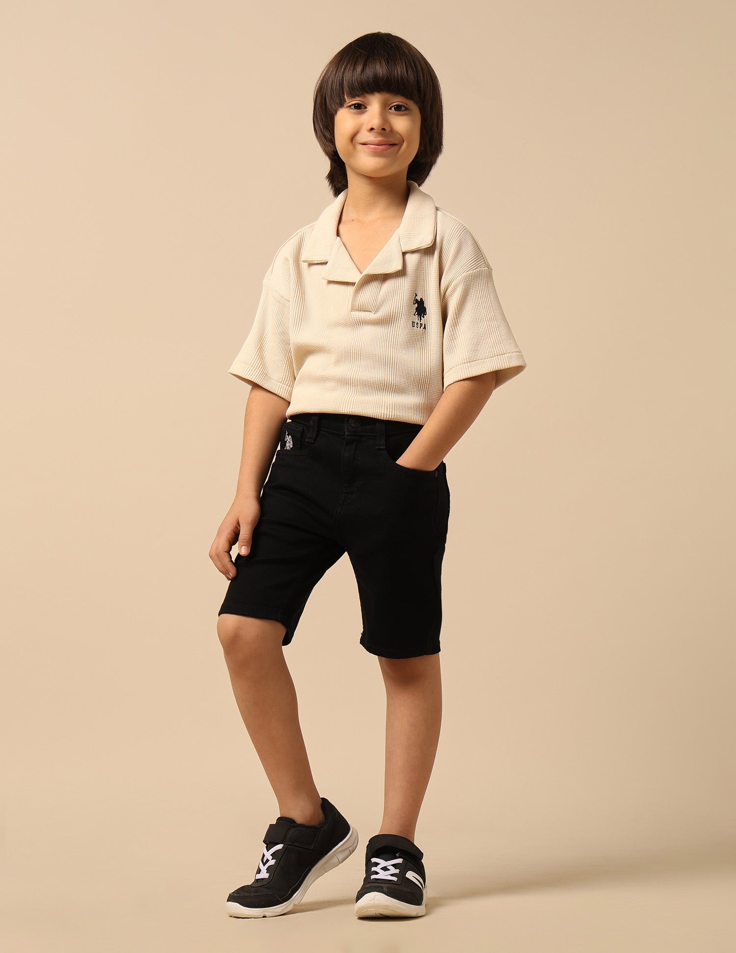 Boys Relaxed Fit Mid Rise Shorts Black - U.S. POLO ASSN. | Large