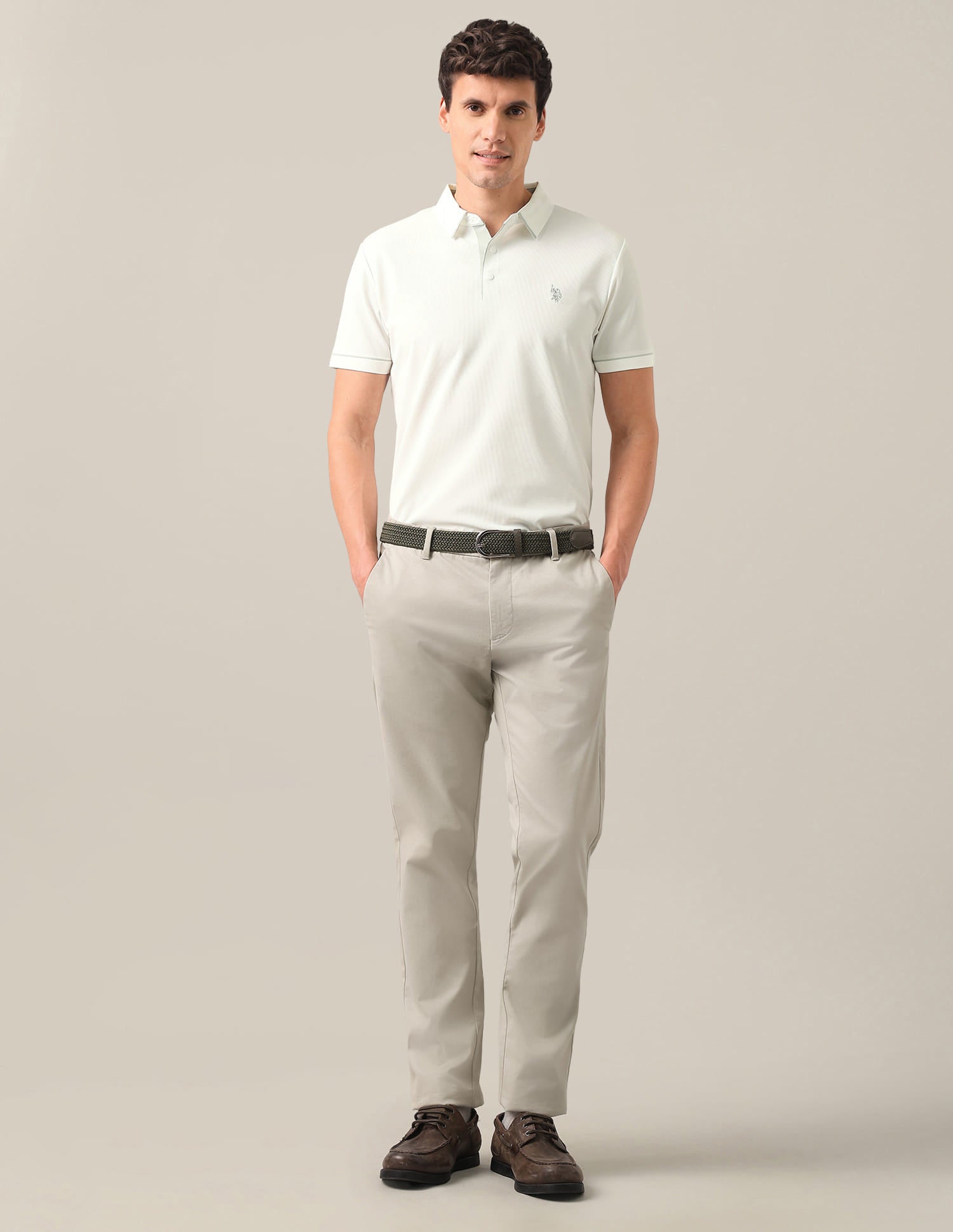 Solid Slim Fit Polo Shirt White - U.S. Polo Assn. India | Large