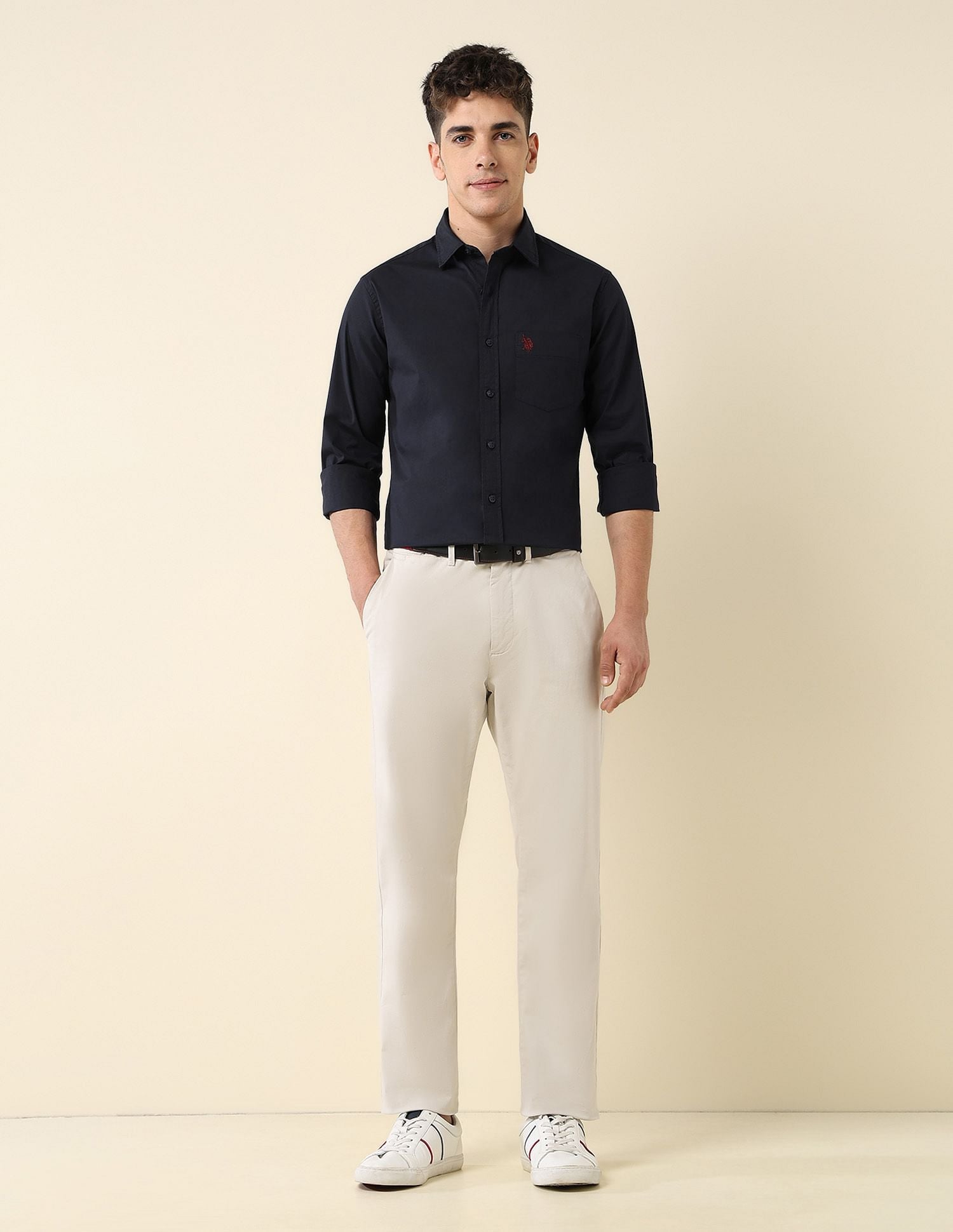 Poplin Solid Stretch Shirt Navy - U.S. Polo Assn. India | Large