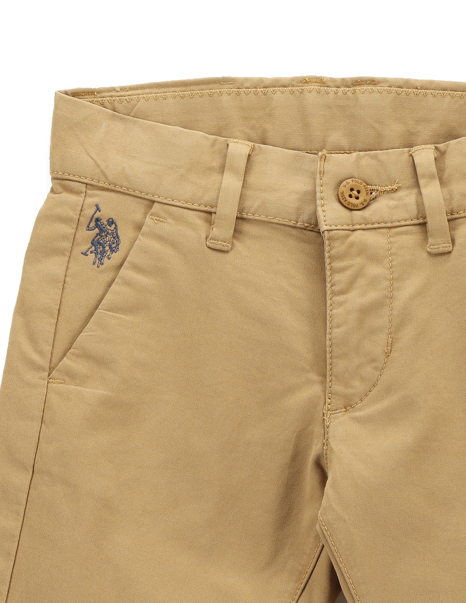 Boys Cotton Stretch Twill Trousers Light Khaki - U.S. POLO ASSN. | Large