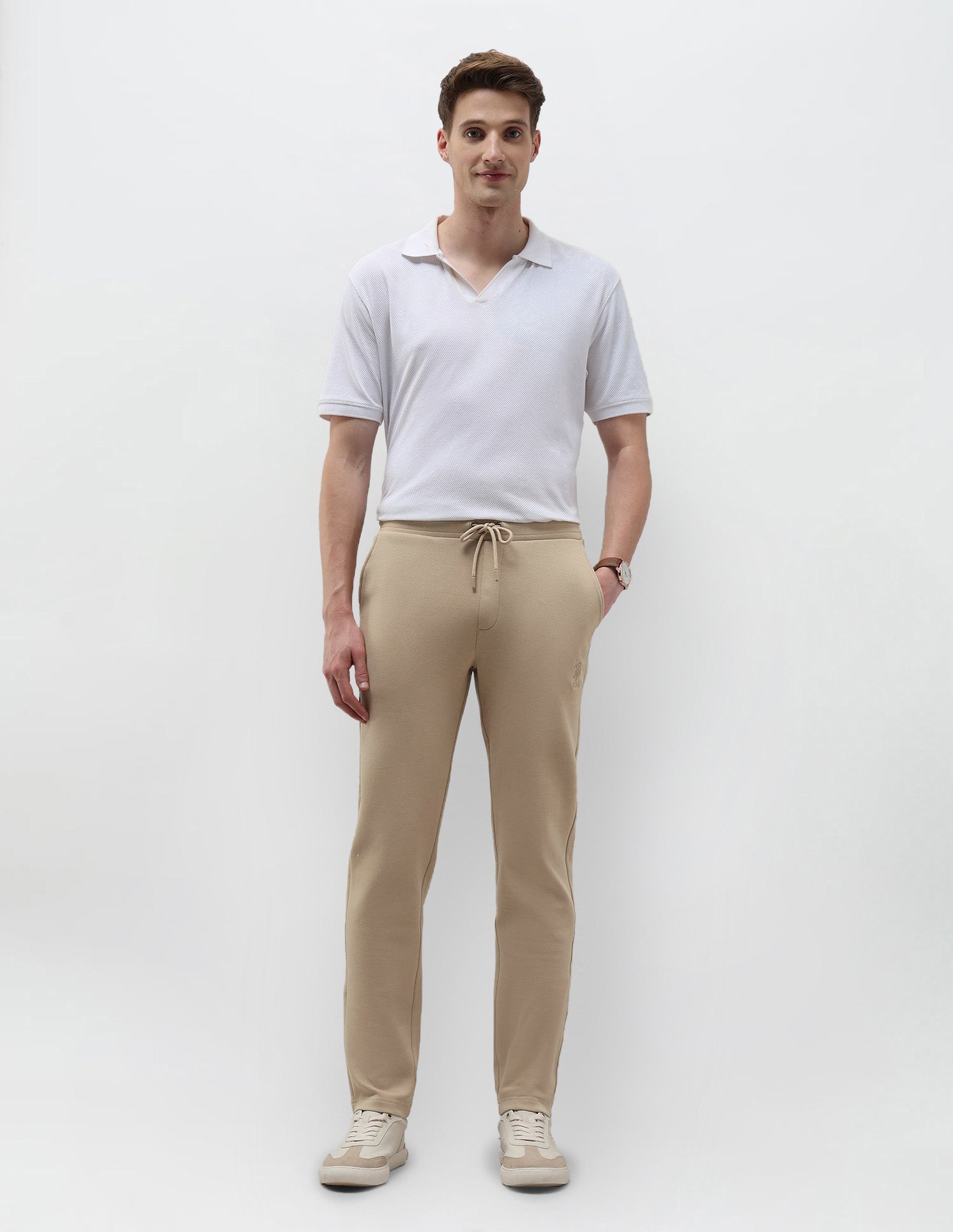 Mid Rise Solid Track Pants Light Brown - U.S. Polo Assn. India | Large