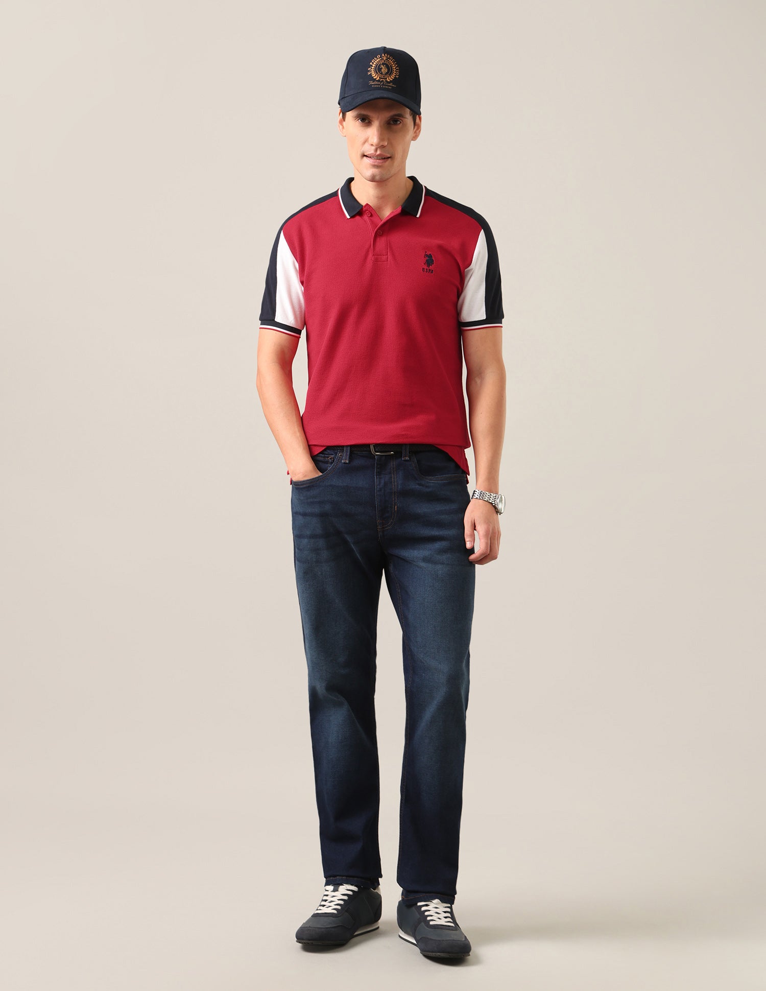 Solid Slim Fit Polo Shirt Red - U.S. Polo Assn. India | Large