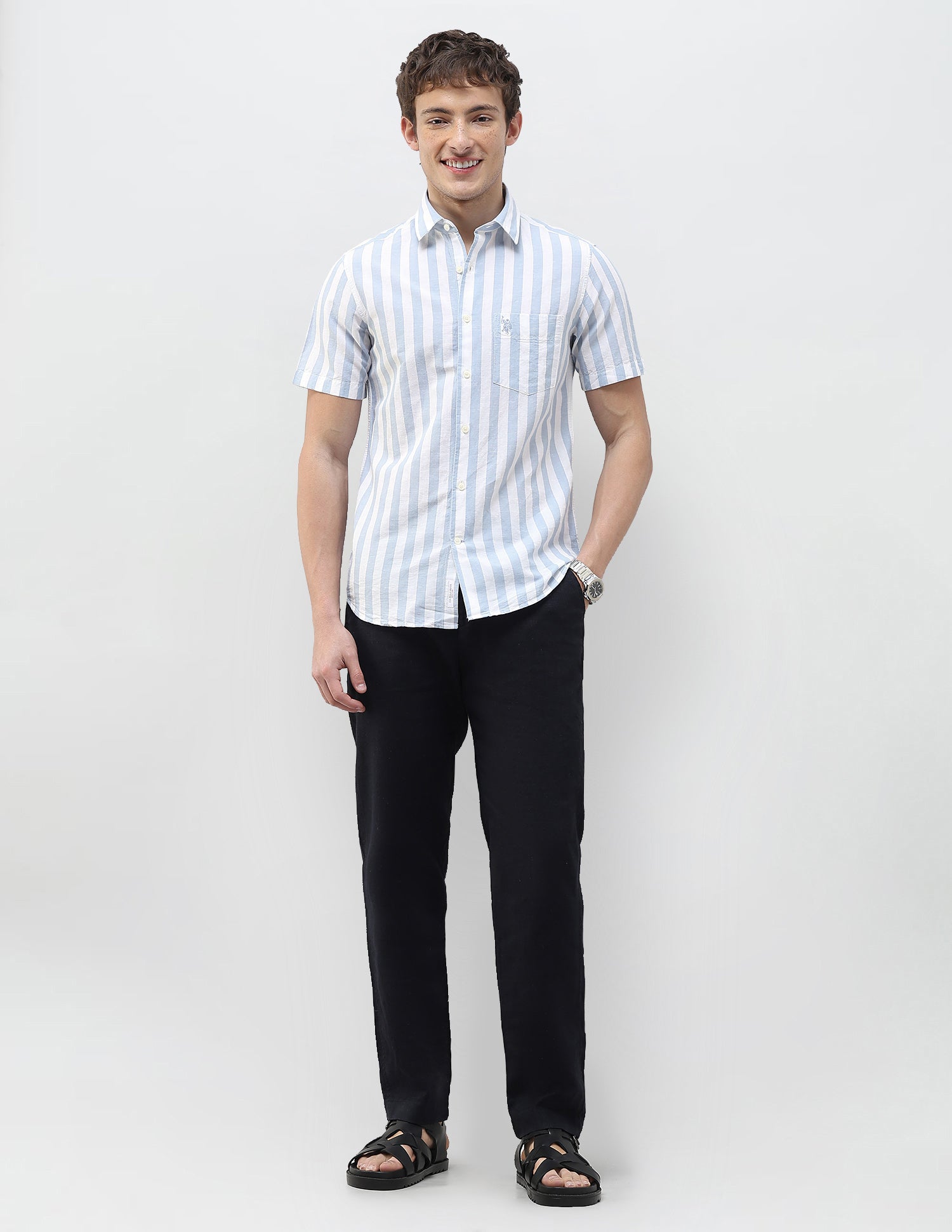 Vertical Striped Regular Fit Shirt Blue - U.S. Polo Assn. India | Large