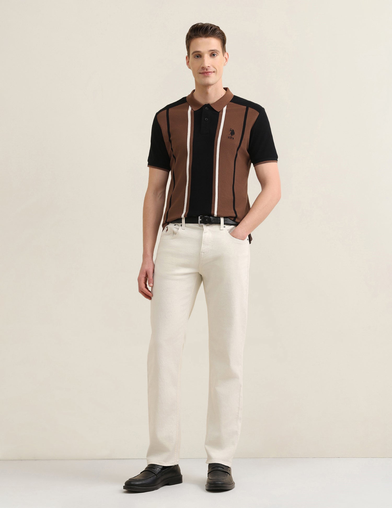 Vertical Striped Colorblocked Sotogrande Polo Shirt Brown - U.S. Polo Assn. India | Large