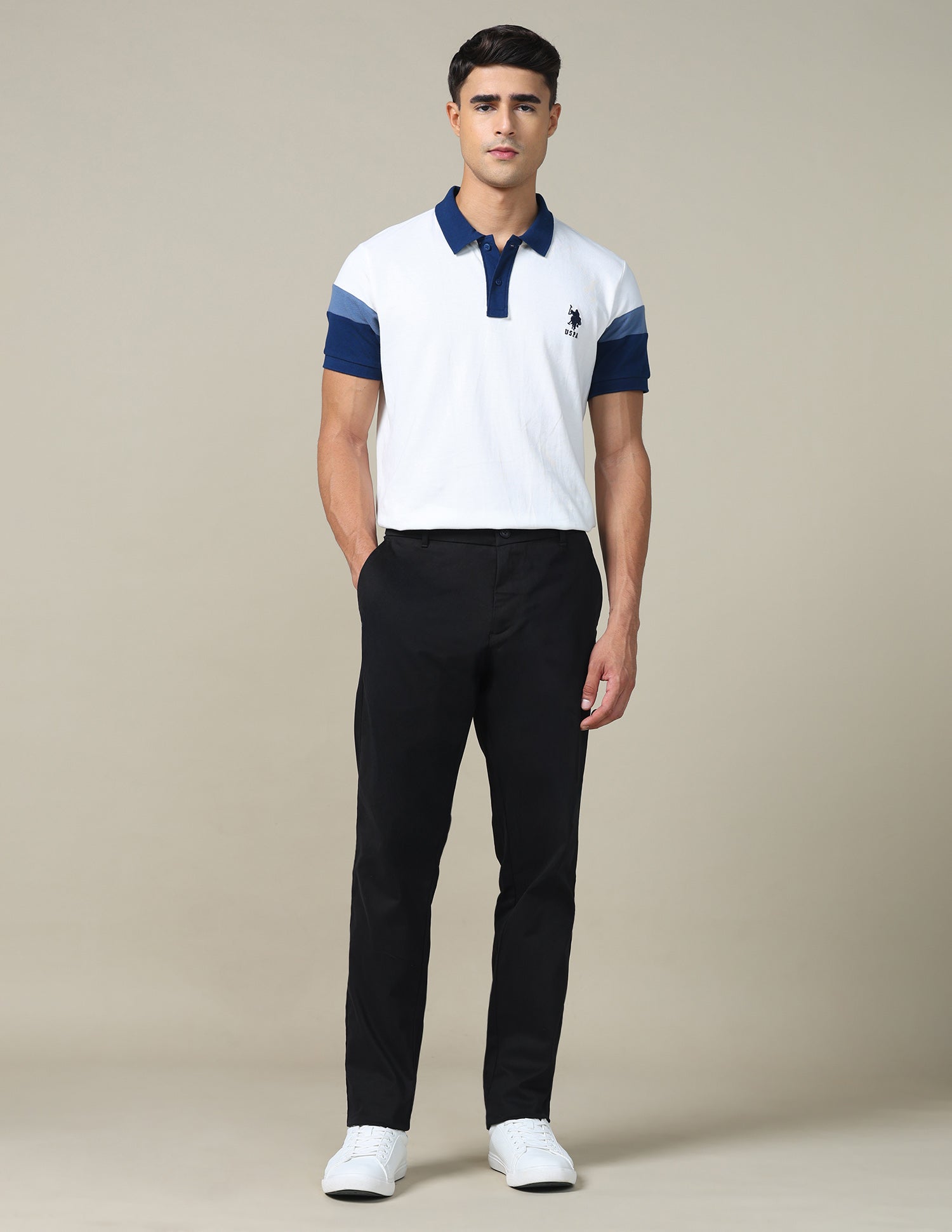 Textured Dobby Trousers Black - U.S. POLO ASSN. | Large