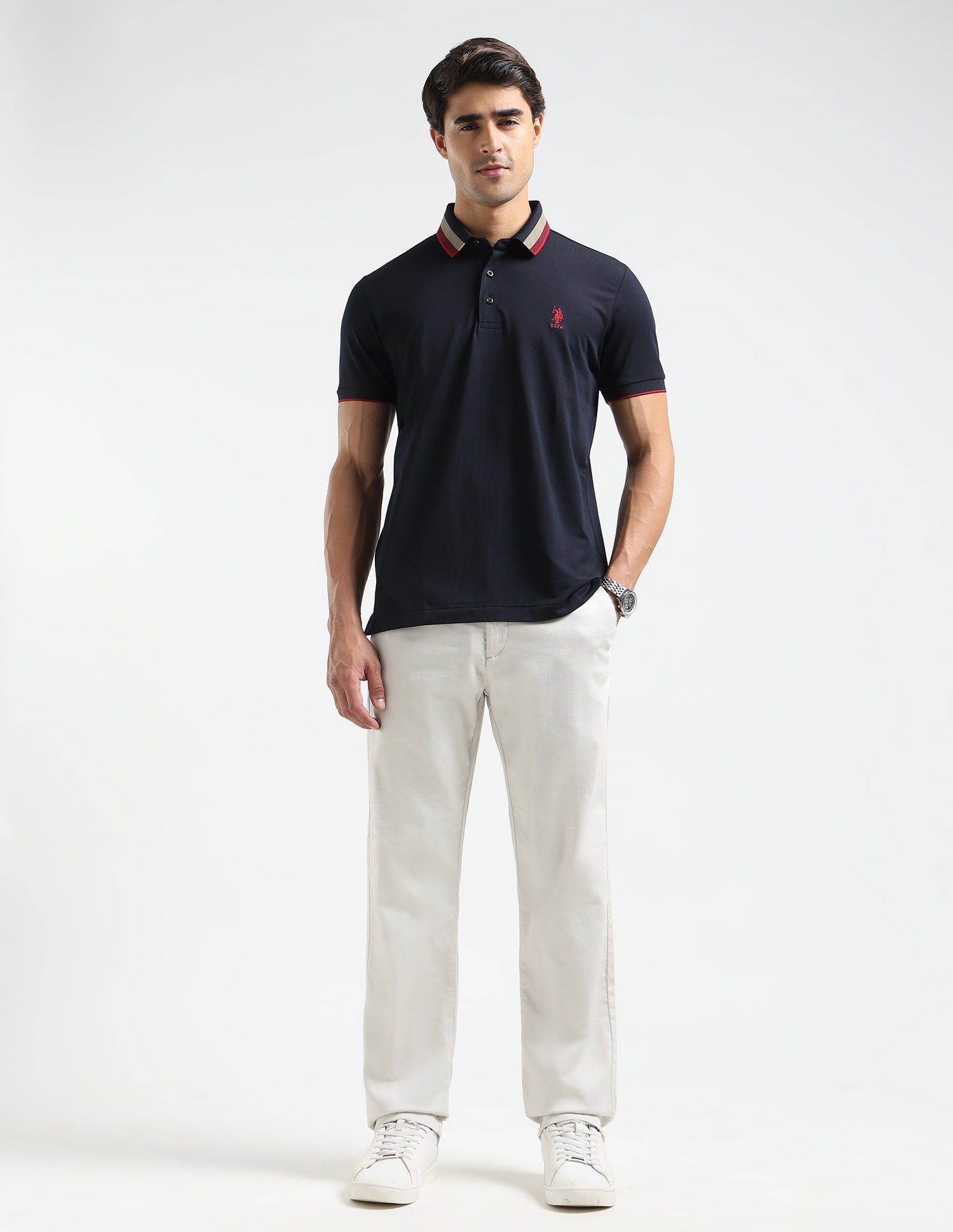 Solid Slim Fit Polo Shirt Navy - U.S. POLO ASSN. | Large